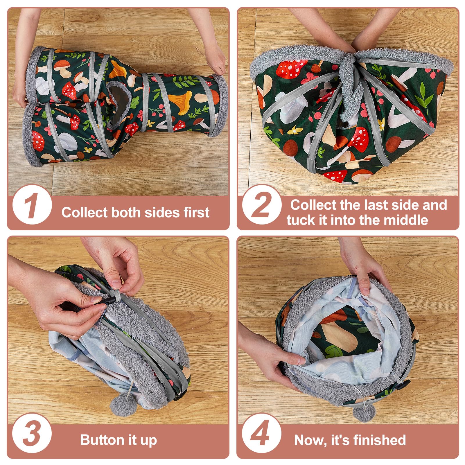 3-Way Collapsible Cat Tunnel with Peekaboo Cave & Toy Balls - Fun Indoor Play Tube for Cats, Kittens & Puppies - Perfect for Hide & Seek, Exercise & Playtime
