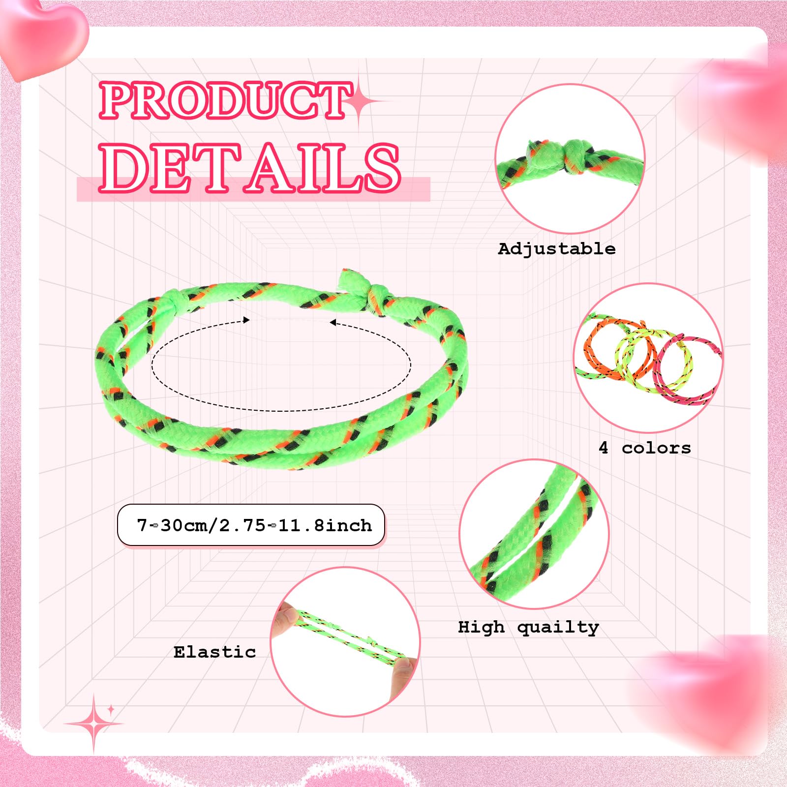 50 Pcs Valentine's Day Neon Friendship Bracelets Bulk with Heart Cards - Perfect for Valentine's Gifts, Birthday Party Favors, Goodie Bag Stuffers & School Events (Paper, Slap Bracelets)