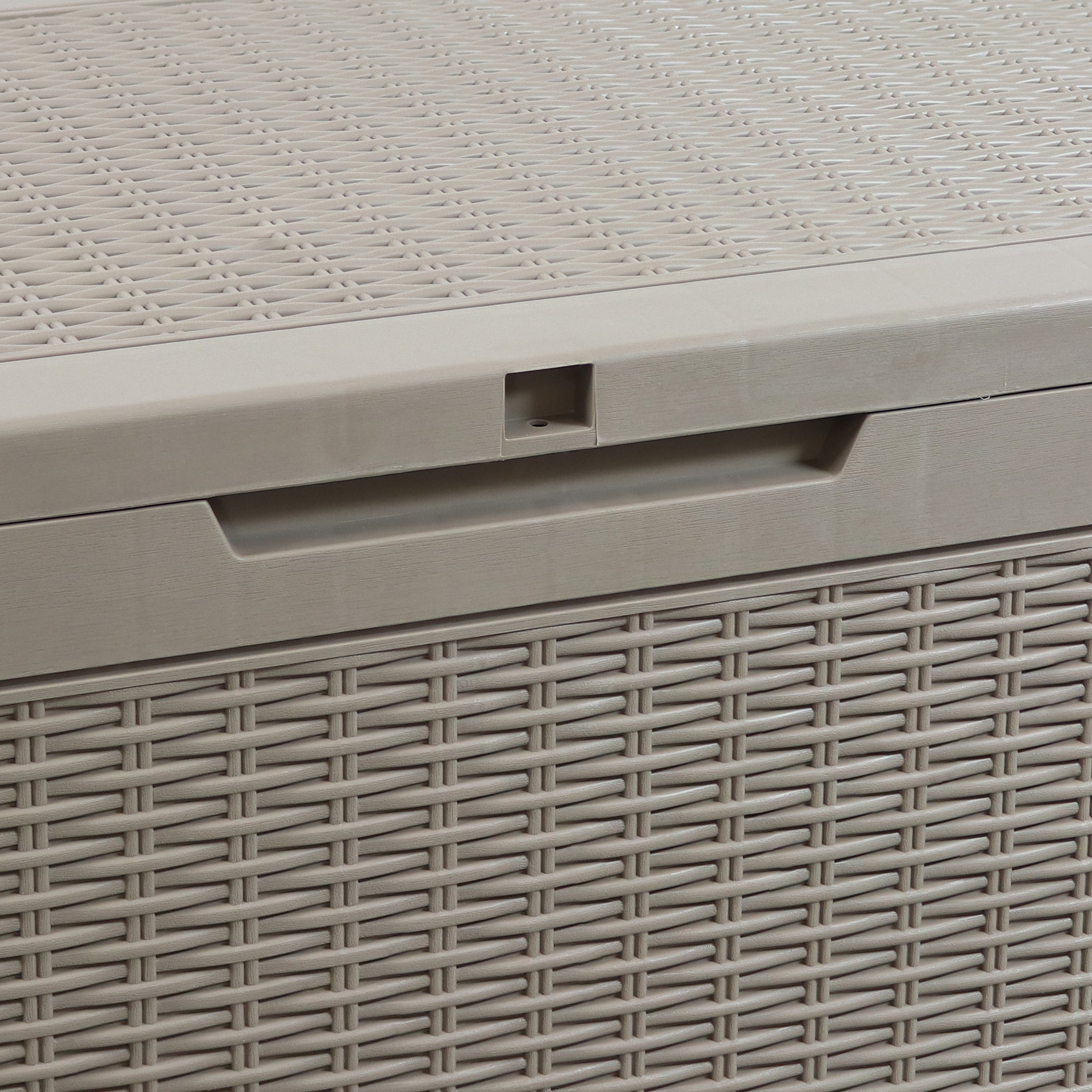 Lockable 100 Gallon Outdoor Deck Storage Box - Waterproof Faux Rattan Design by Sunnydaze - Perfect for Patio, Garden & Poolside Storage