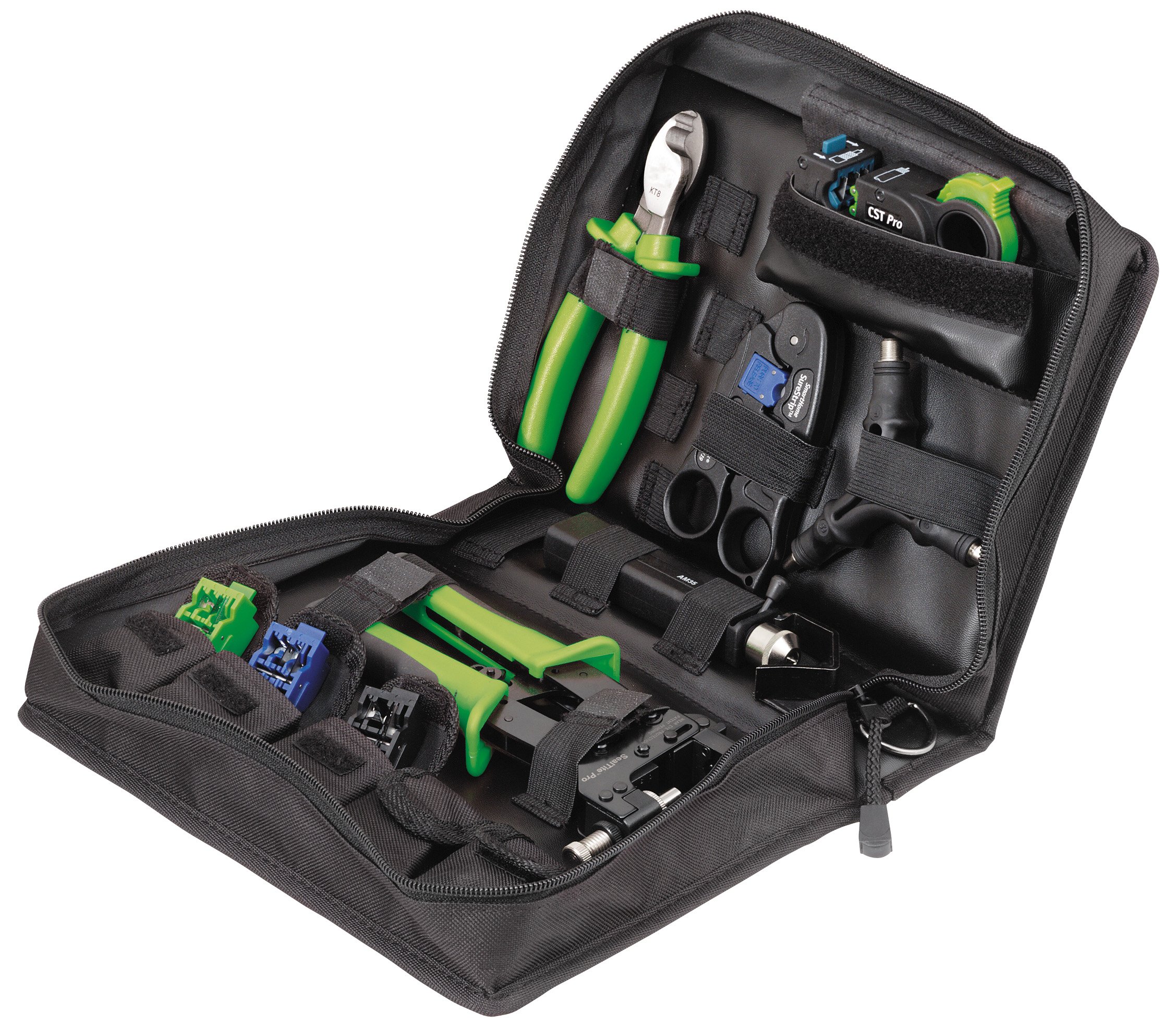Greenlee 906003 CoaxReady Compression Tool Kit for Coaxial Cable Installation - Professional RG6 RG59 Compression Connector Crimping Tool Set for Cable TV, Satellite, and Internet Wiring