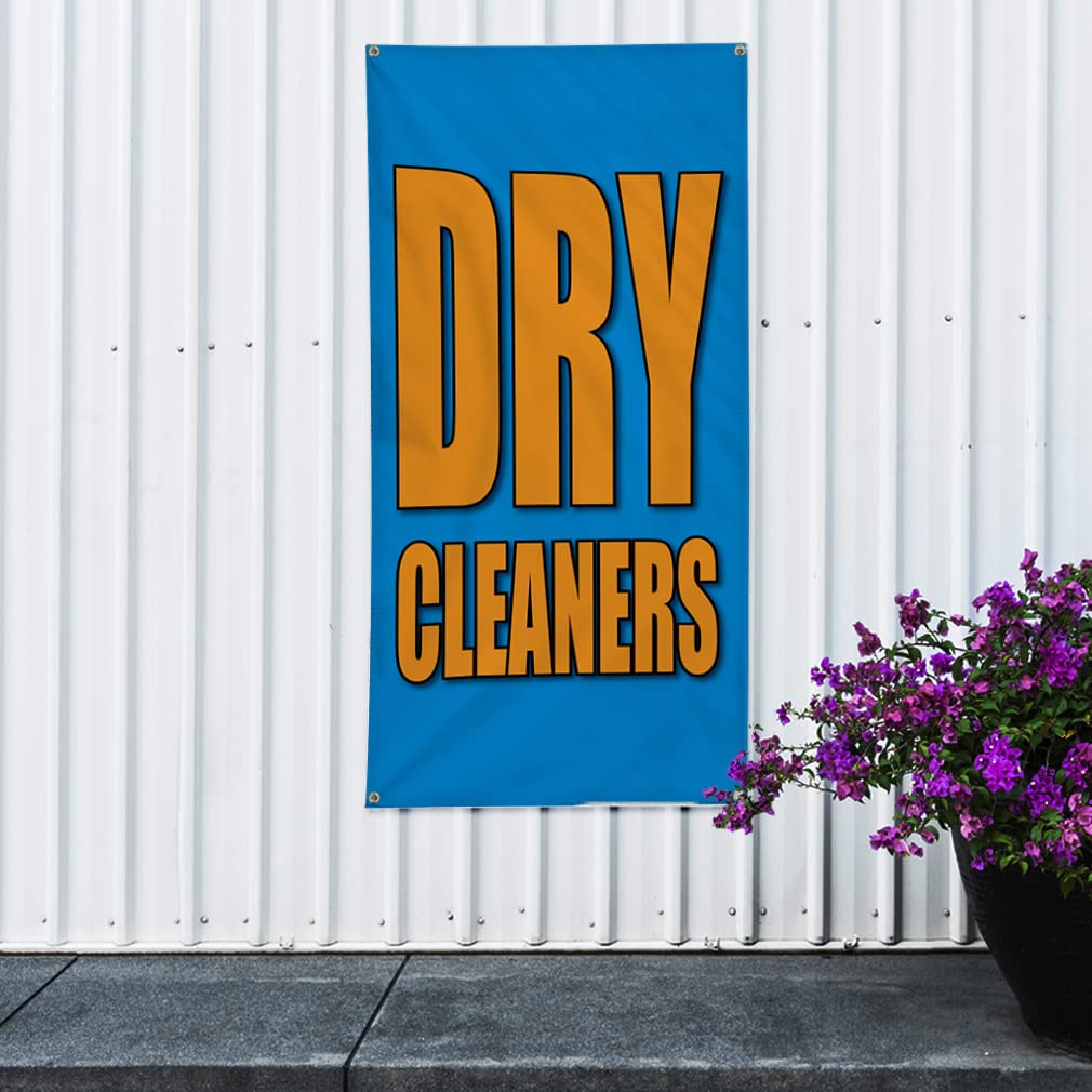 Custom Vertical Vinyl Banner for Dry Cleaners - Weatherproof Outdoor Business Advertising Sign with 10 Grommets (144x60 Inches) - Perfect for Storefronts, Parking Lots & Trade Shows