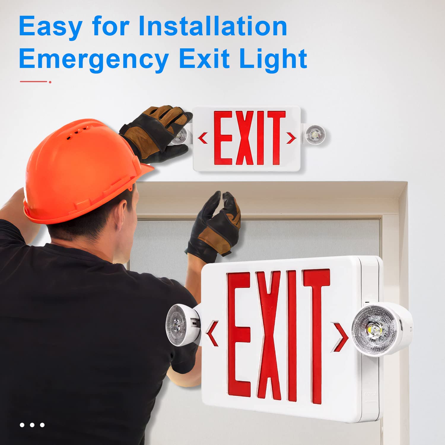 UL Listed LED Exit Sign with Emergency Lights & Battery Backup - 6-Pack Commercial Grade Red Exit Lighting, 120-277V AC, Fire Resistant with Two Adjustable Heads - Perfect for Offices, Warehouses, Schools & Public Buildings