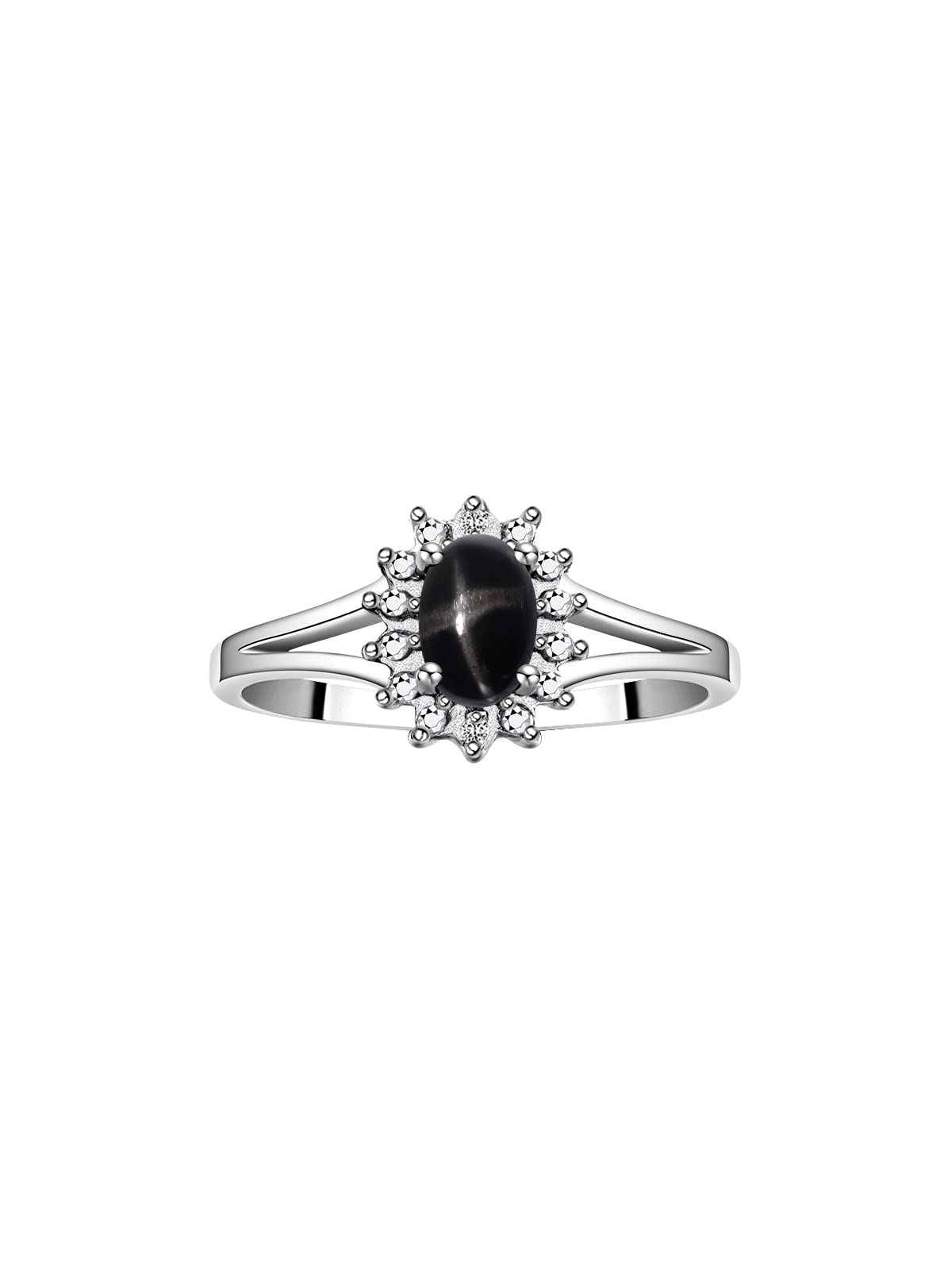 Rylos Halo Ring: 6X4MM Oval Diamond Birthstone Ring for Women in Sterling Silver - Elegant Jewelry Gift for Anniversary, Birthday & Special Occasions - Available in Sizes 5-10