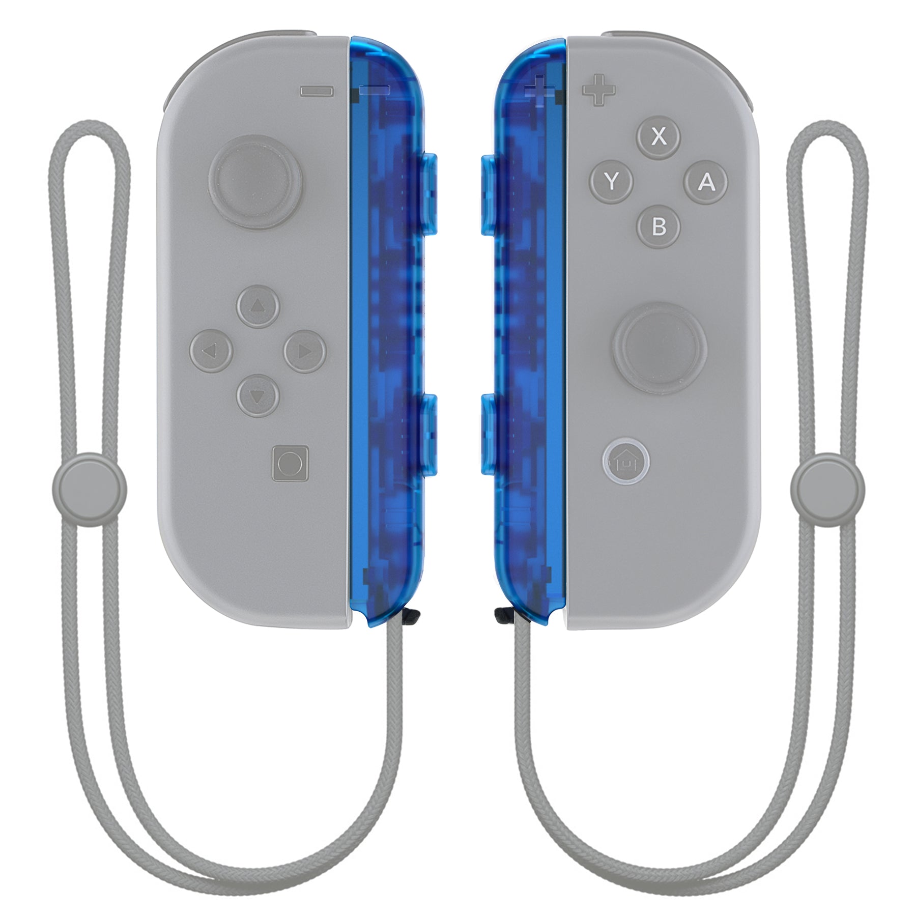 eXtremeRate Clear Blue Replacement Shell for Nintendo Switch Joy-Con Strap - 2 Pack Custom Joy-Con Wrist Strap Housing Buttons - Perfect for Gaming, Repair & Customization