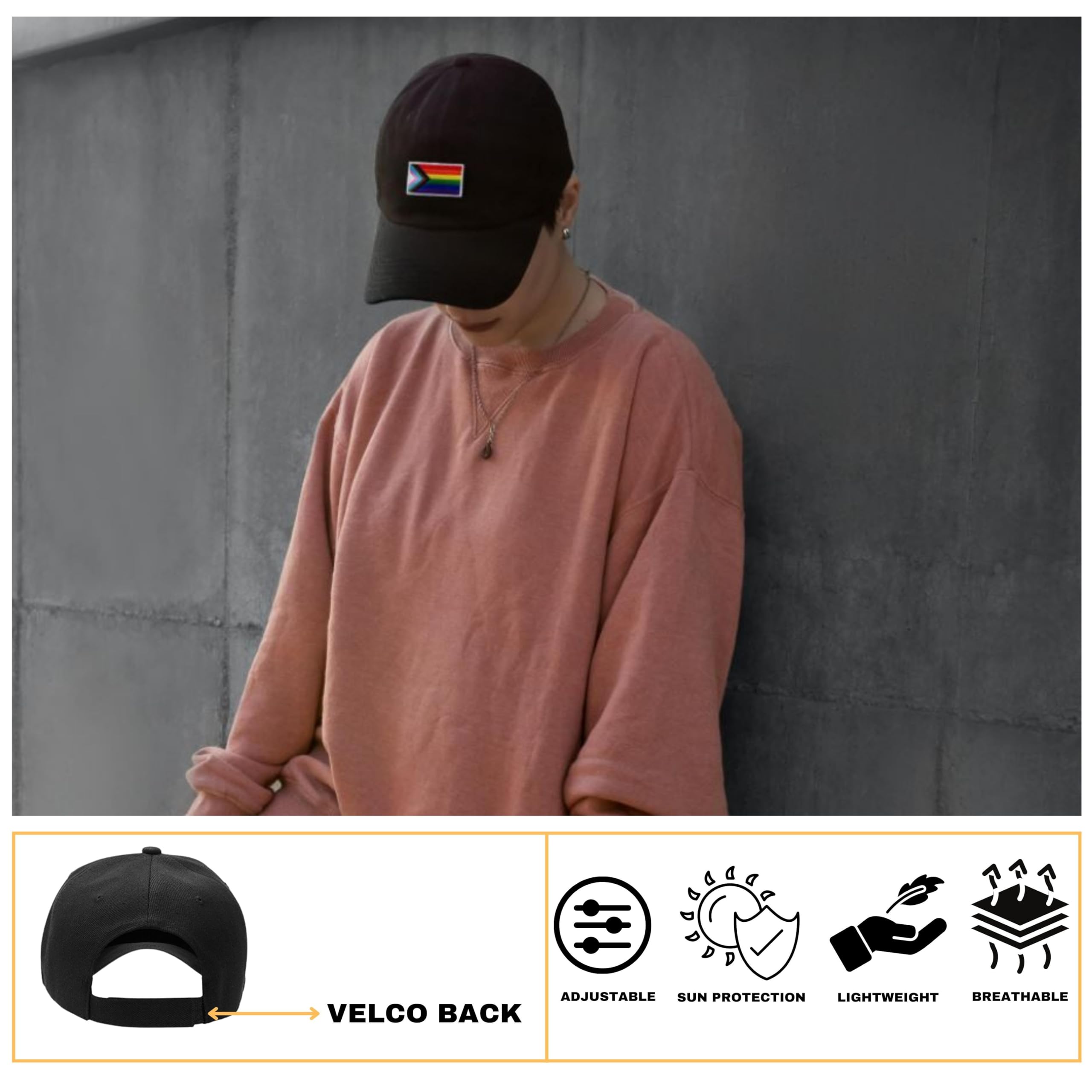 LGBT Pride Rainbow Embroidered Baseball Cap - Adjustable Velcro Back Hat for Men & Women - Perfect for Pride Parades, Festivals & LGBTQ+ Events