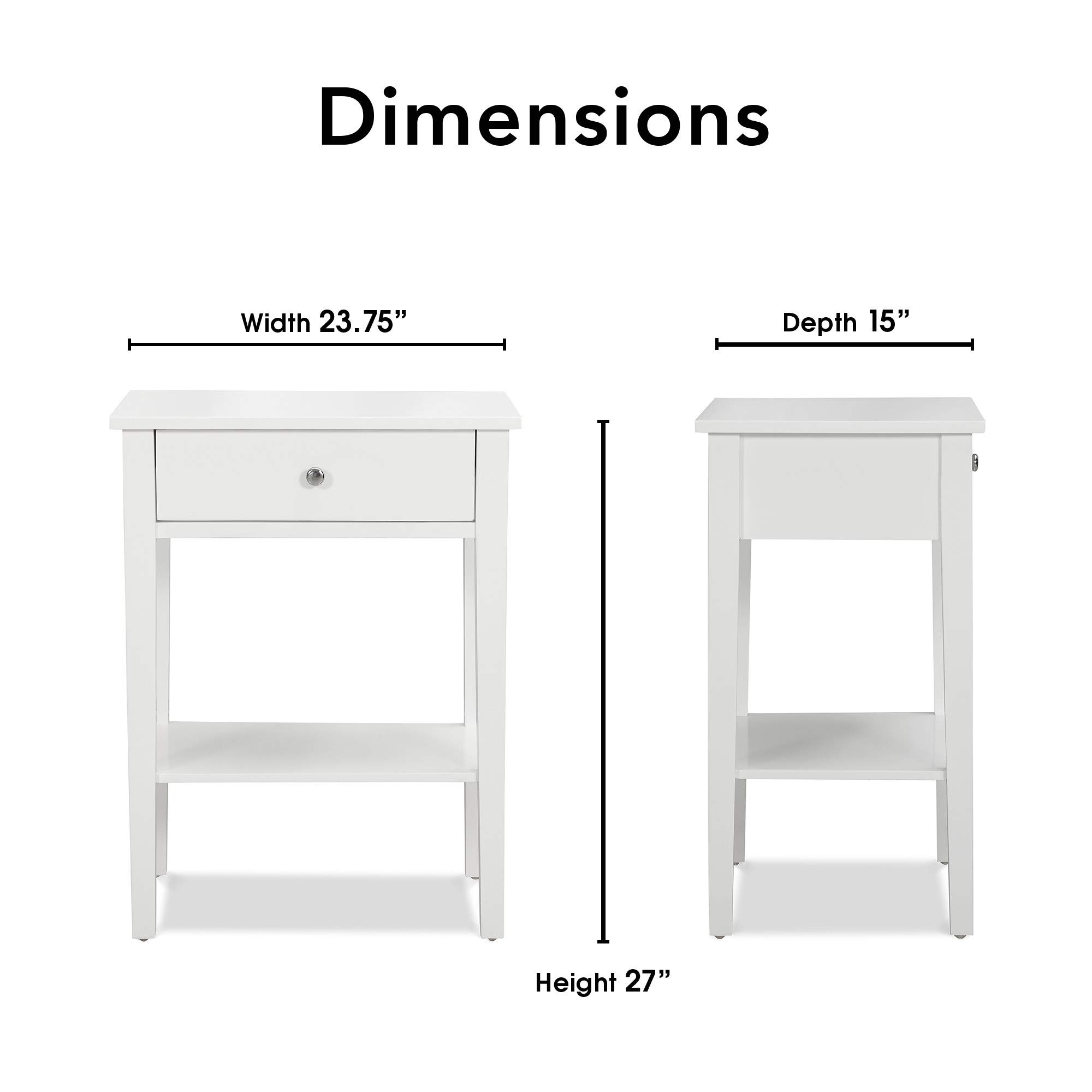 Finch Sloan White Side Table - Modern Nightstand for Bedroom, Living Room & Office - Compact End Table with Sturdy Metal Frame