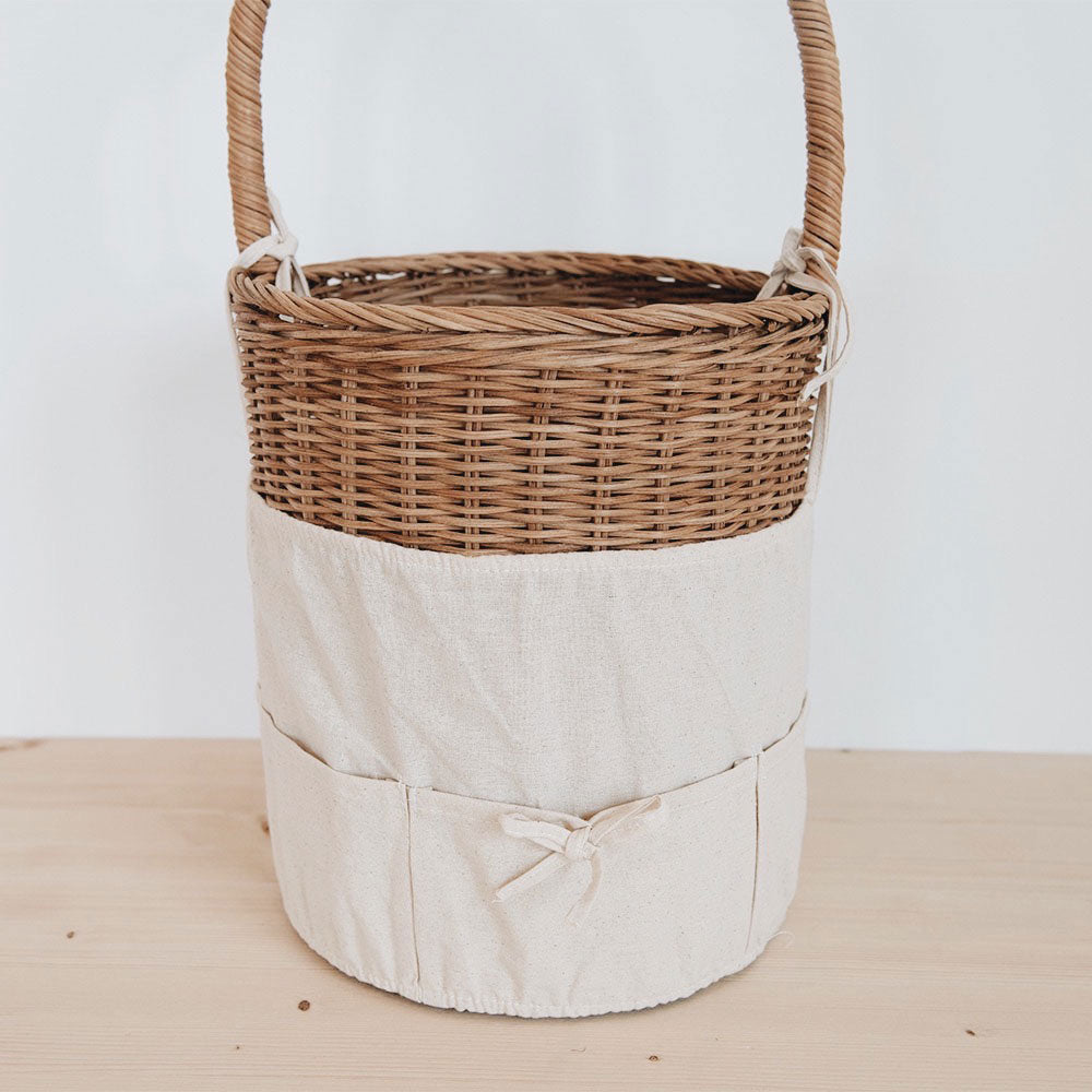 Natural Rattan Storage Basket - Handwoven Busby Basket for Home Organization, Laundry, Toys & Blankets | Eco-Friendly & Stylish Decor for Living Room, Bedroom & Nursery