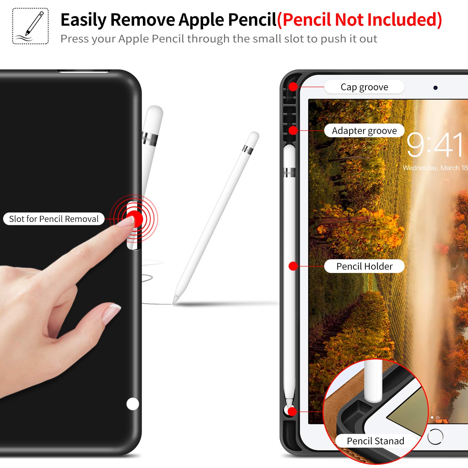 H HOLIMET iPad 9th/8th/7th Generation Case (2021/2020/2019 10.2 Inch) - Shockproof Protective Cover with Pencil Holder, Soft TPU Back & Auto Sleep/Wake Function - Perfect for School, Work and Travel