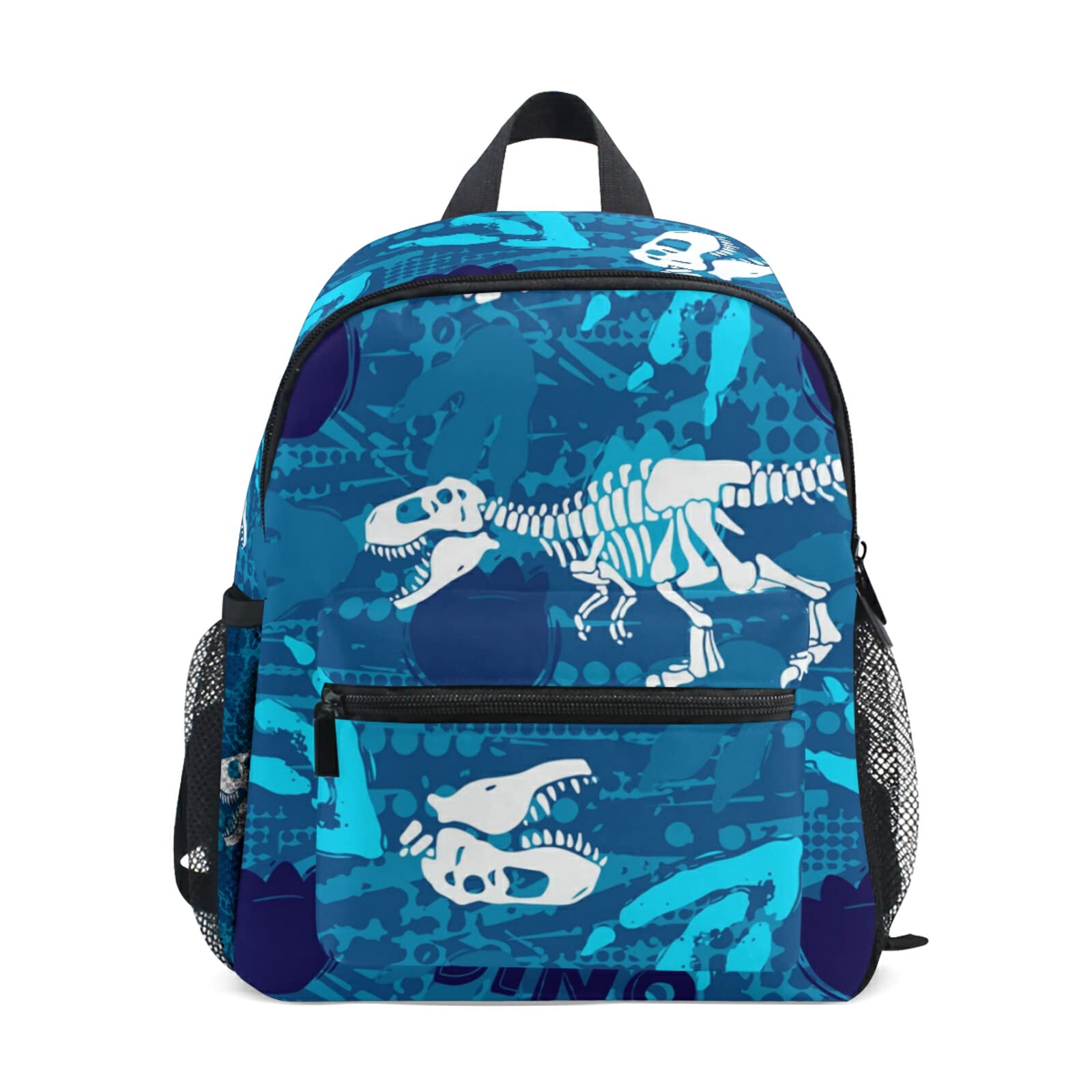 Dinosaur Kids Backpack for Boys - Cute Tyrannosaurus Bones & Footprints Design, Toddler School Bags for Preschool & Kindergarten with Adjustable Chest Strap - Perfect for Daycare, Travel & Outdoor Adventures