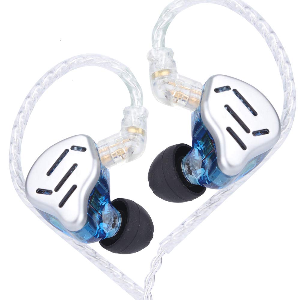 Linsoul KZ ZAX 1DD+7BA Hybrid Driver HiFi in-Ear Earphones with Zinc Alloy Shell - Detachable 2 Pin 0.75mm OFC Cable (Mic, Blue) | Professional Studio Monitoring, Gaming & Music Listening Experience