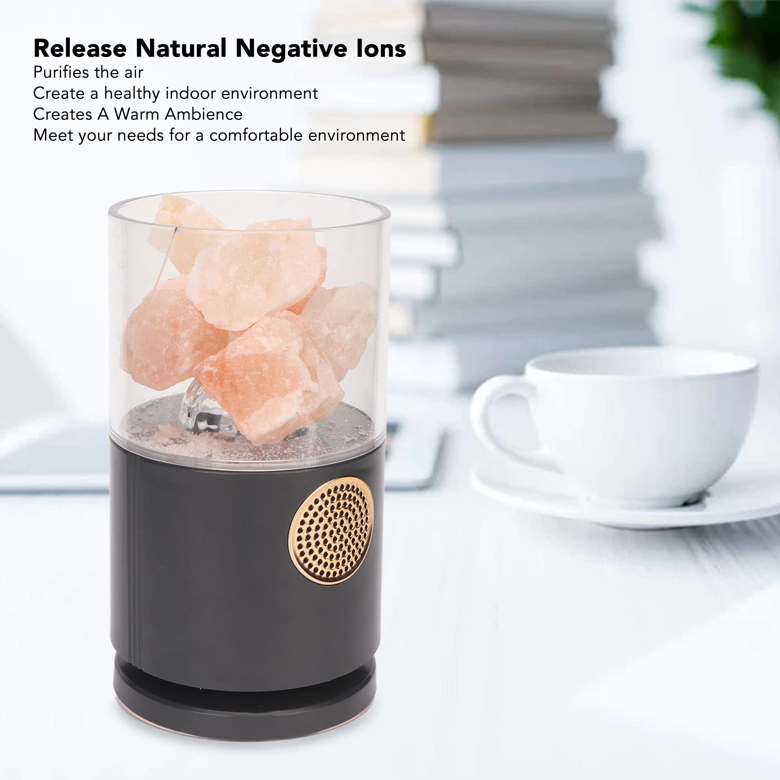 Projector Salt Lamp with Speaker & Remote Control - Crystal Salt Night Light for Bedroom, Studio, Yoga Room Decor - Perfect Gift Idea (Black) - Create Relaxing Ambiance for Meditation & Sleep