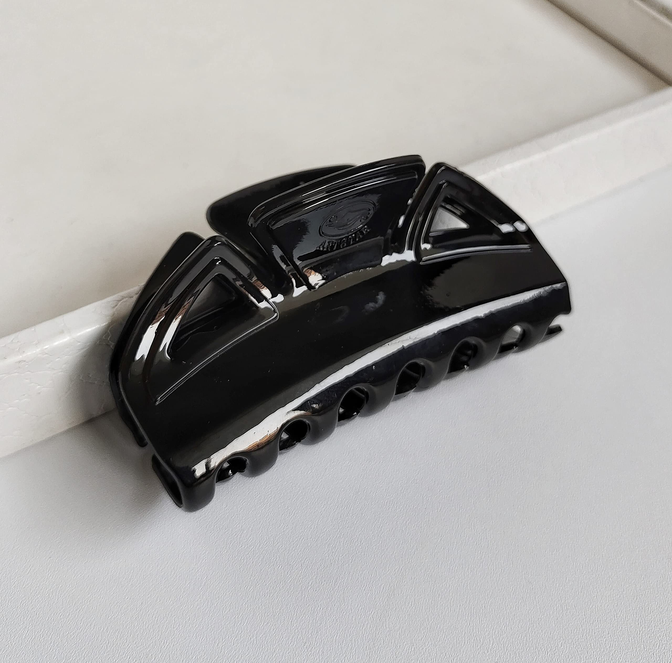 BellaStella Large Black Plastic Hair Claw Clips for Women & Girls - 2 Pack - Perfect for Ponytails, Buns & Updos - Hair Accessories for Everyday, Work & Special Occasions