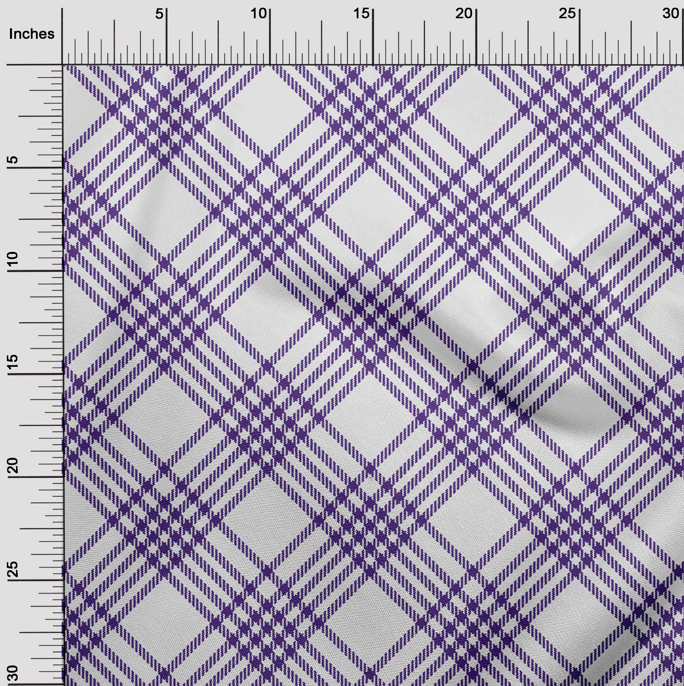 oneOone Rayon Blue Tartan Fabric by The Yard - 56 Inch Wide Printed Sewing Material for DIY Clothing, Dresses & Home Decor Projects