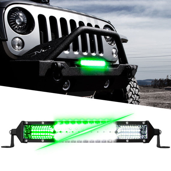 2 in 1 LED Light Bar with White & Green Colors - Perfect for Trucks, Off-Road Vehicles, and Emergency Lighting