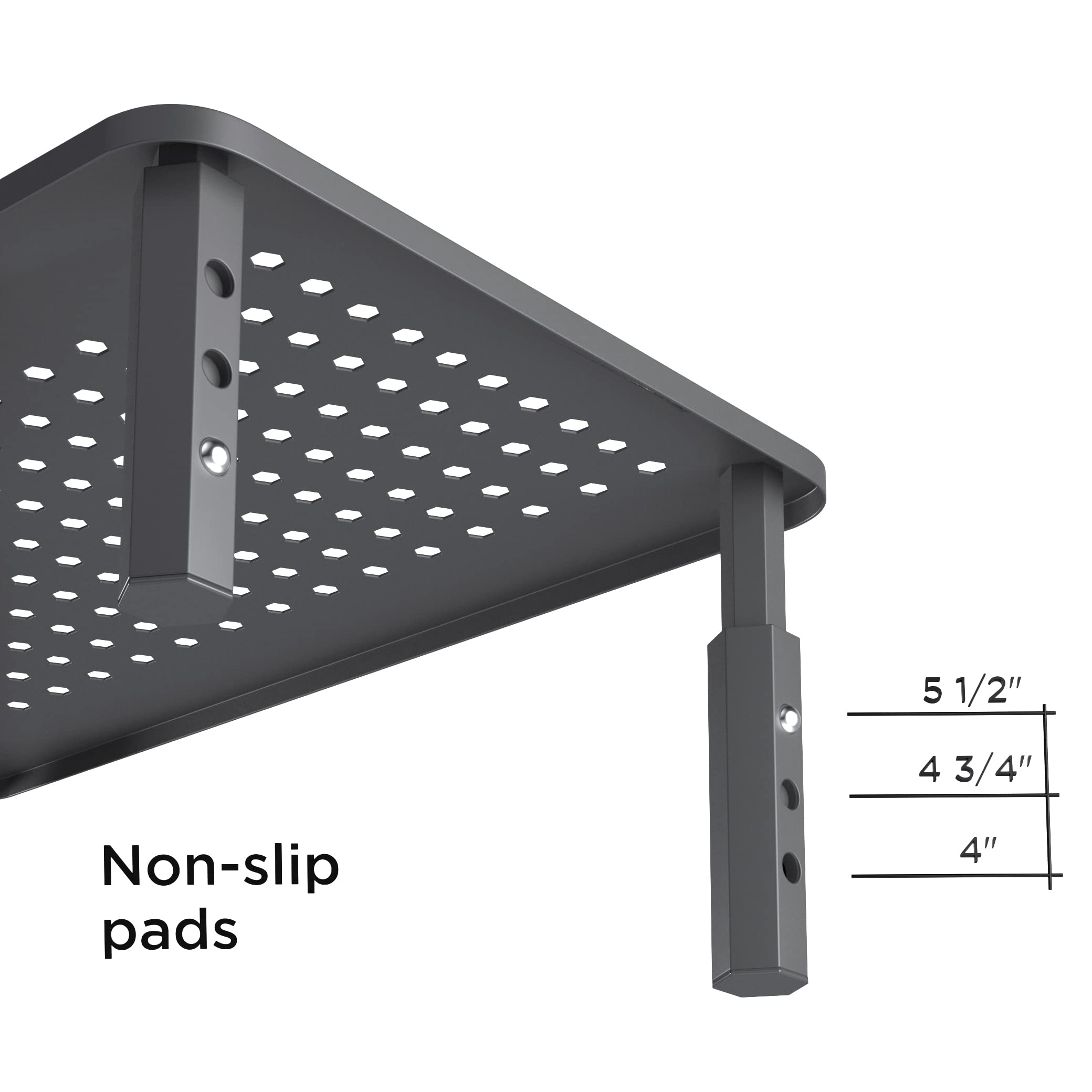 EVOOMI 2-Pack Monitor Stand for Desk - Ergonomic Back Saver Riser with Anti-Skid HD Hexagonal Steel Design - Includes Free Cable Ties - Mesh Metal Computer & Printer Stand (Fits iMac) - Perfect for Home Office, Gaming Setup & Workspace Organization