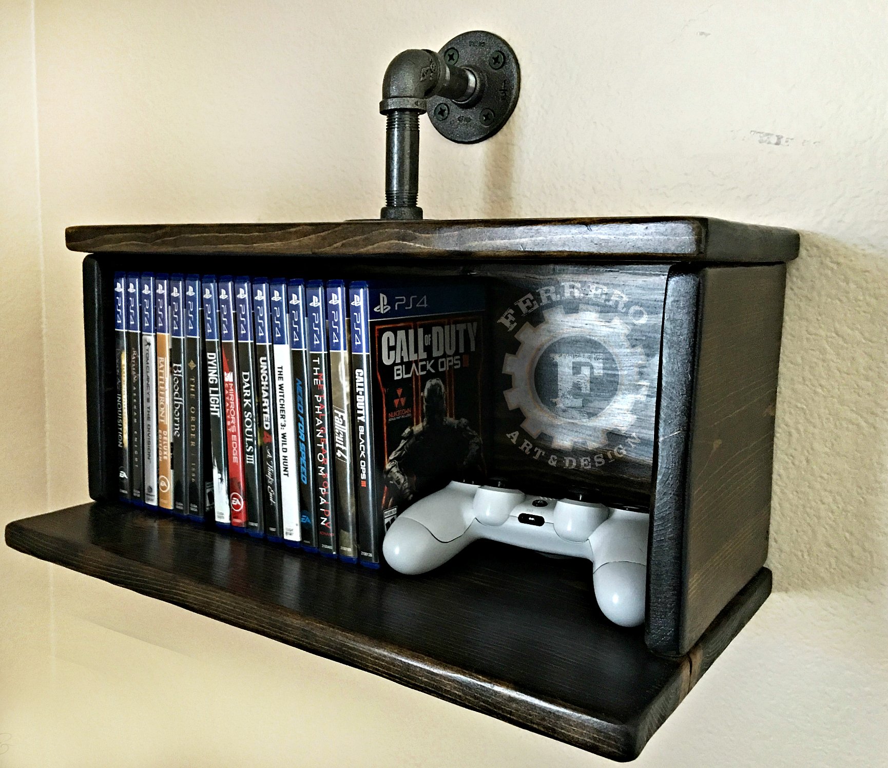 **Industrial Pipe Wall Shelf - Rustic Wood & Metal Floating Shelves for Home & Office Decor | Steampunk Style Display Shelf for Living Room, Bedroom, Kitchen & Bathroom Storage**