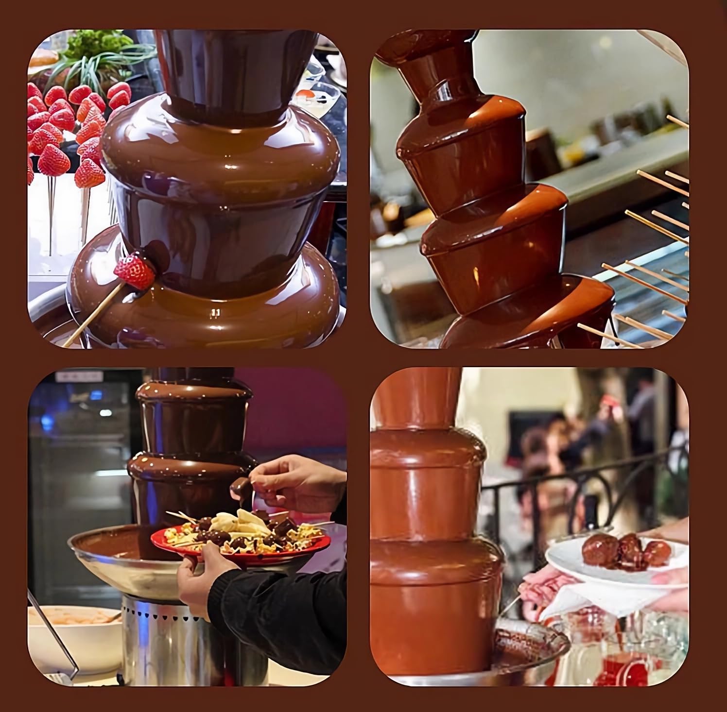 6-Tier Stainless Steel Chocolate Fountain Machine - 13.2lb Capacity Electric Hot Chocolate Melter with Digital Control for Weddings, Parties, Catering | Perfect for Dessert Buffets, Birthday Celebrations & Fondue Stations