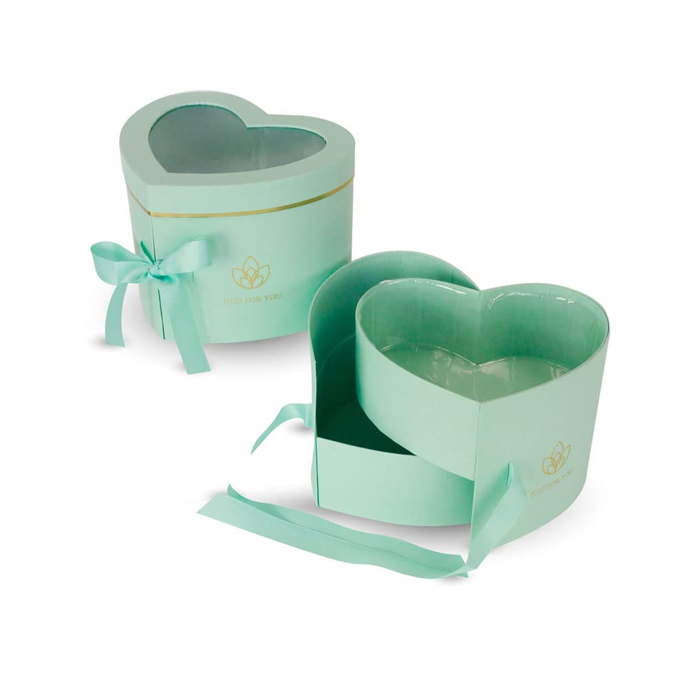 UNIKPACKAGING 18-Piece Heart Shaped Gift Box Set - Premium 2-Layer Floral Arrangement Boxes for Valentine's Day, Wedding Favors & Special Occasions (Teal)