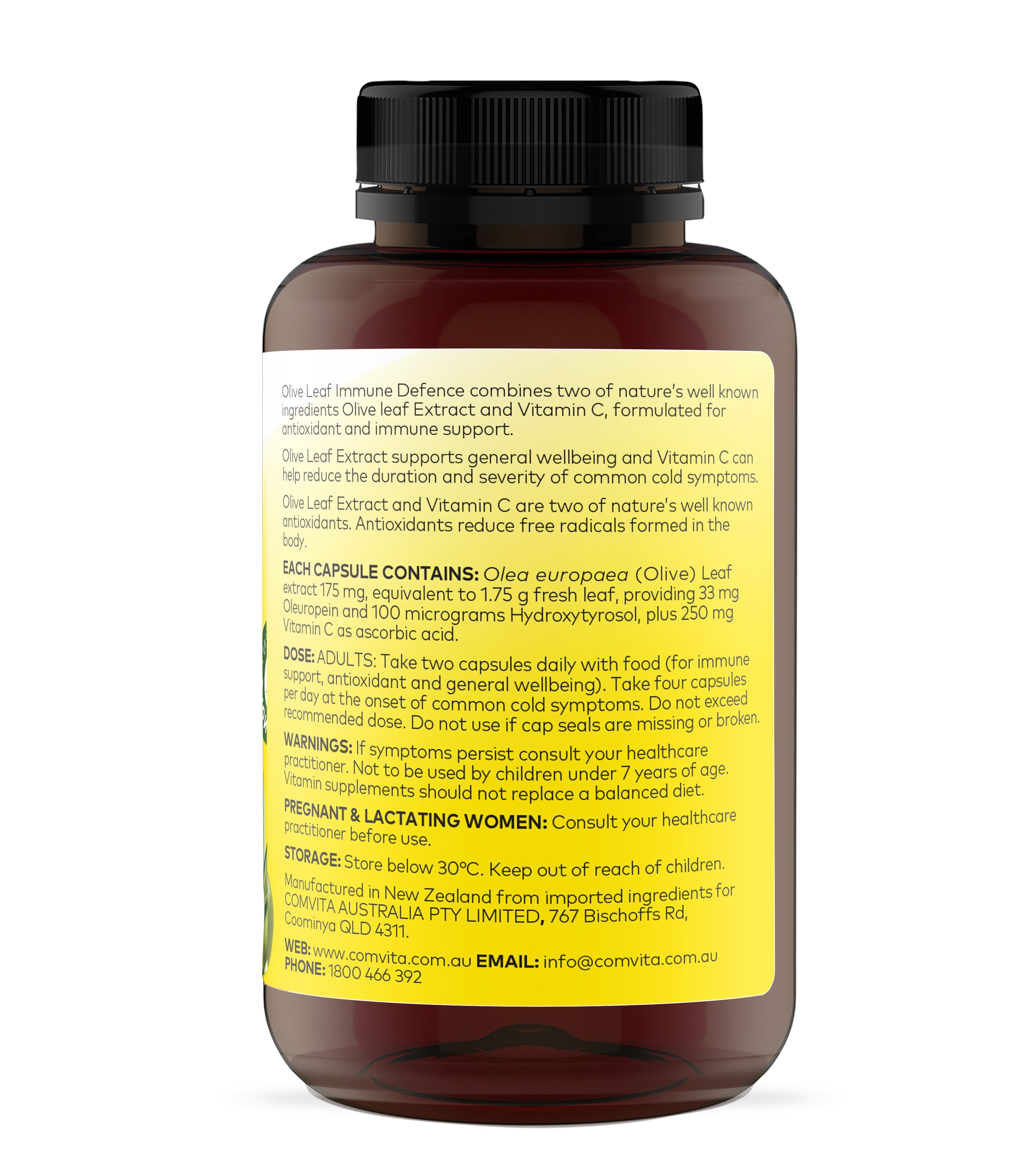 Comvita Olive Leaf Extract Capsules - Natural Immune Support Supplement for Adults - Boosts Immunity & Antioxidant Defense - Perfect for Daily Wellness & Cold Season Protection