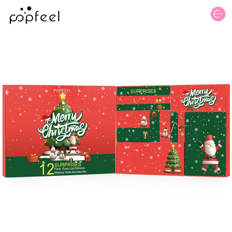 POPFEEL 12-Piece Christmas Makeup Gift Set for Women - Holiday Beauty Collection with Eyeshadow, Lipstick & More - Perfect for Parties, Gifting & Festive Makeup Looks