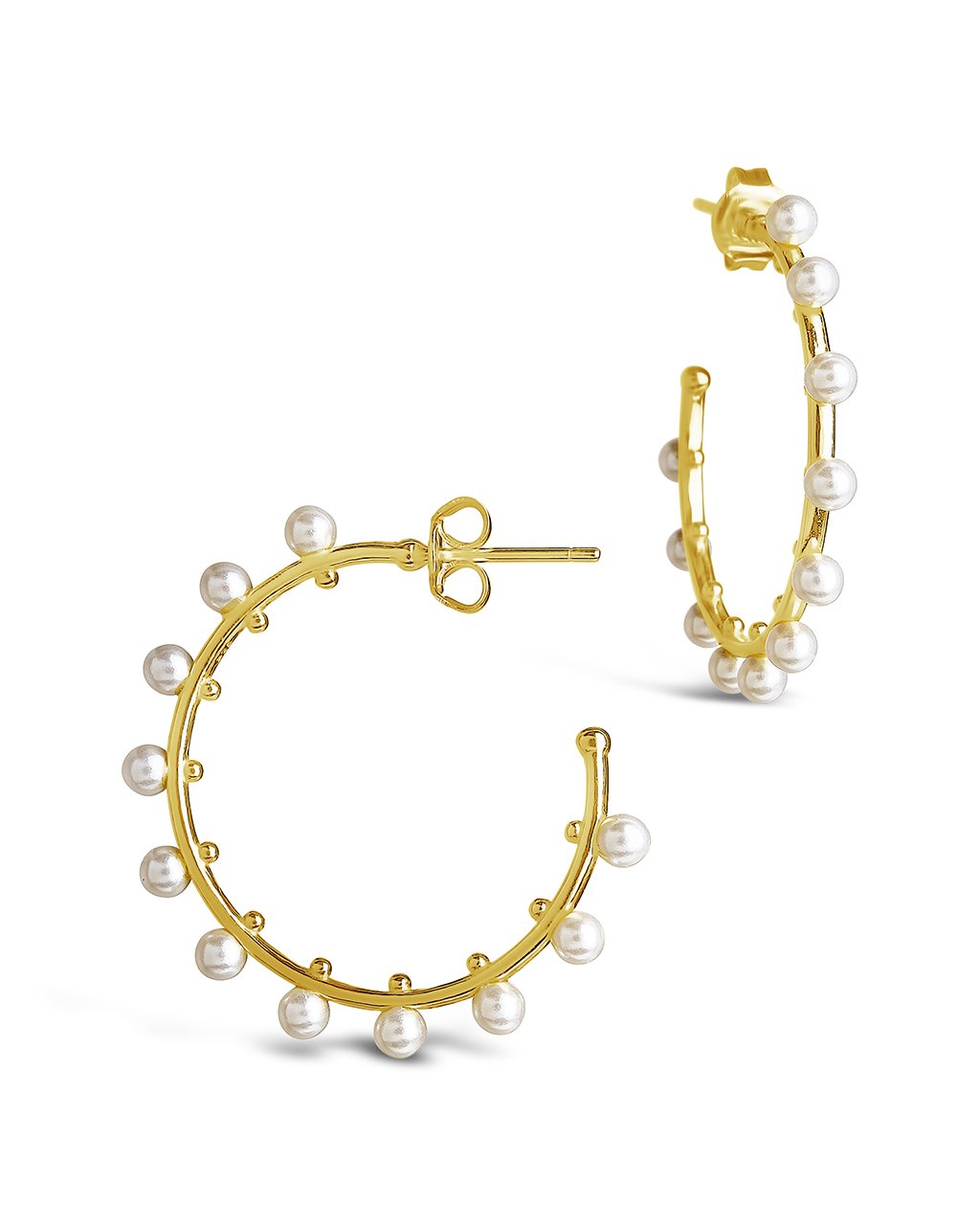 925 Sterling Silver Pearl Studded Hoop Earrings for Women - Elegant & Timeless Jewelry for Everyday Wear, Parties & Special Occasions