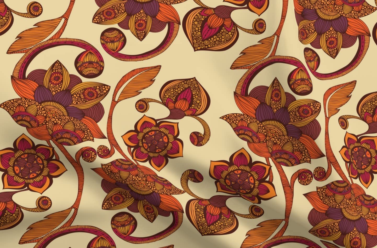 Boho Flowers Bohemian Nature Printed Minky Fabric Fat Quarter - Soft Plush Fabric for Sewing Baby Blankets, Quilt Backing & DIY Plush Toys - Perfect for Nursery Decor & Handmade Gifts