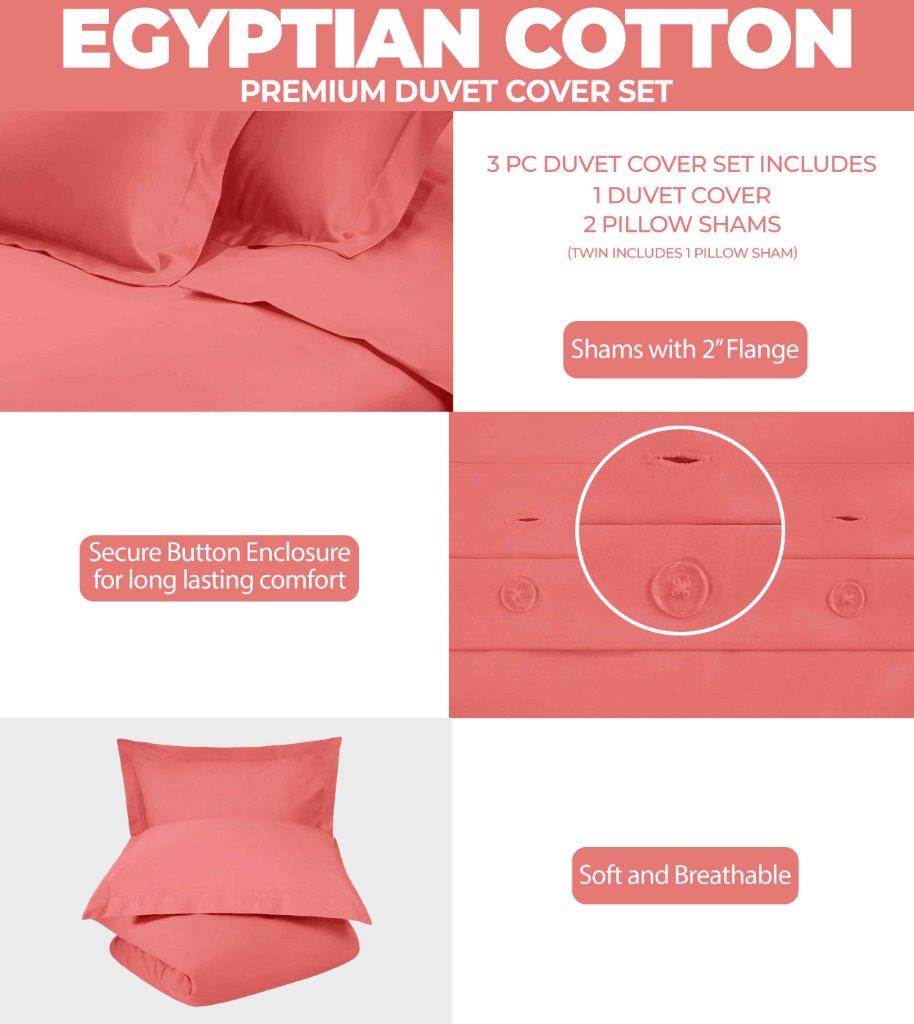 Premium Egyptian Cotton 300 Thread Count Duvet Cover Set - Ultra Soft Bedding for Luxury Hotels & Master Bedrooms