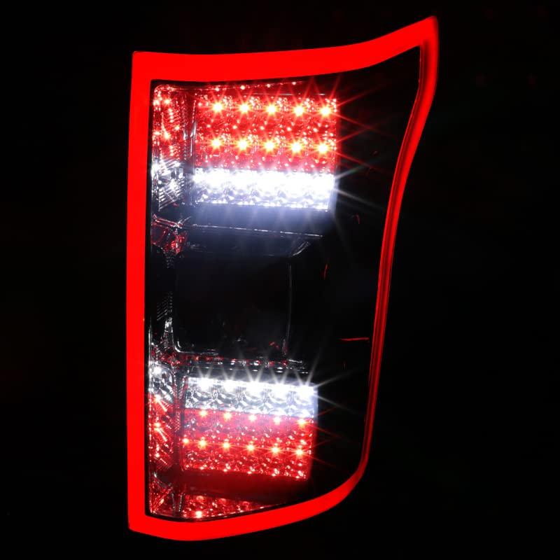 Spec-D Tuning LED Smoke Tail Lights with Light Bar - Compatible with 2018-2020 Ford F-150 (Left & Right Pair) - Durable Aftermarket Replacement for Enhanced Style & Nighttime Visibility