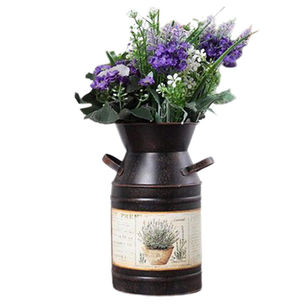 Vintage Rustic Iron Flower Pot - Helyzq Gardening Planter for Indoor & Outdoor Plants, Shabby Chic Flower Vase for Home Decor, Wedding Centerpieces & Farmhouse Style Arrangements