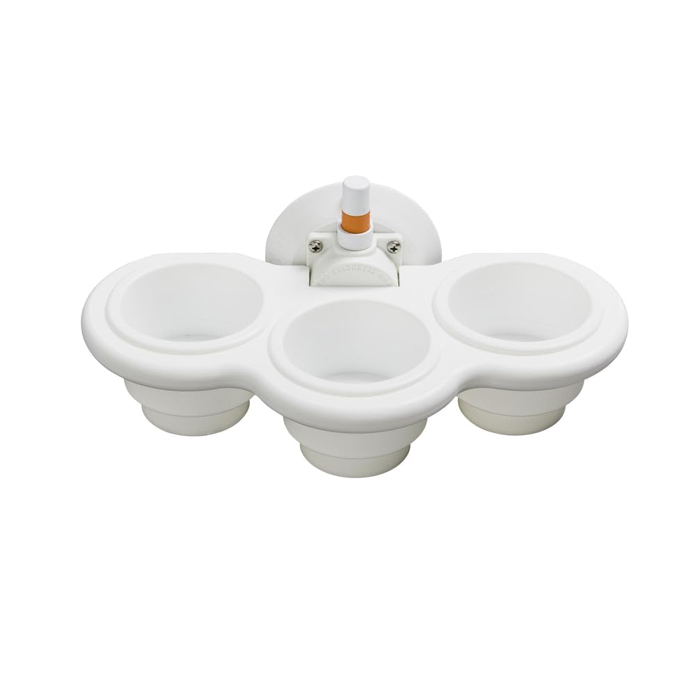 SeaSucker 3-Cup Holder for Boats & RVs - White Universal Drink Holder for Marine, Automotive & Outdoor Use - Perfect for Fishing, Camping & Road Trips