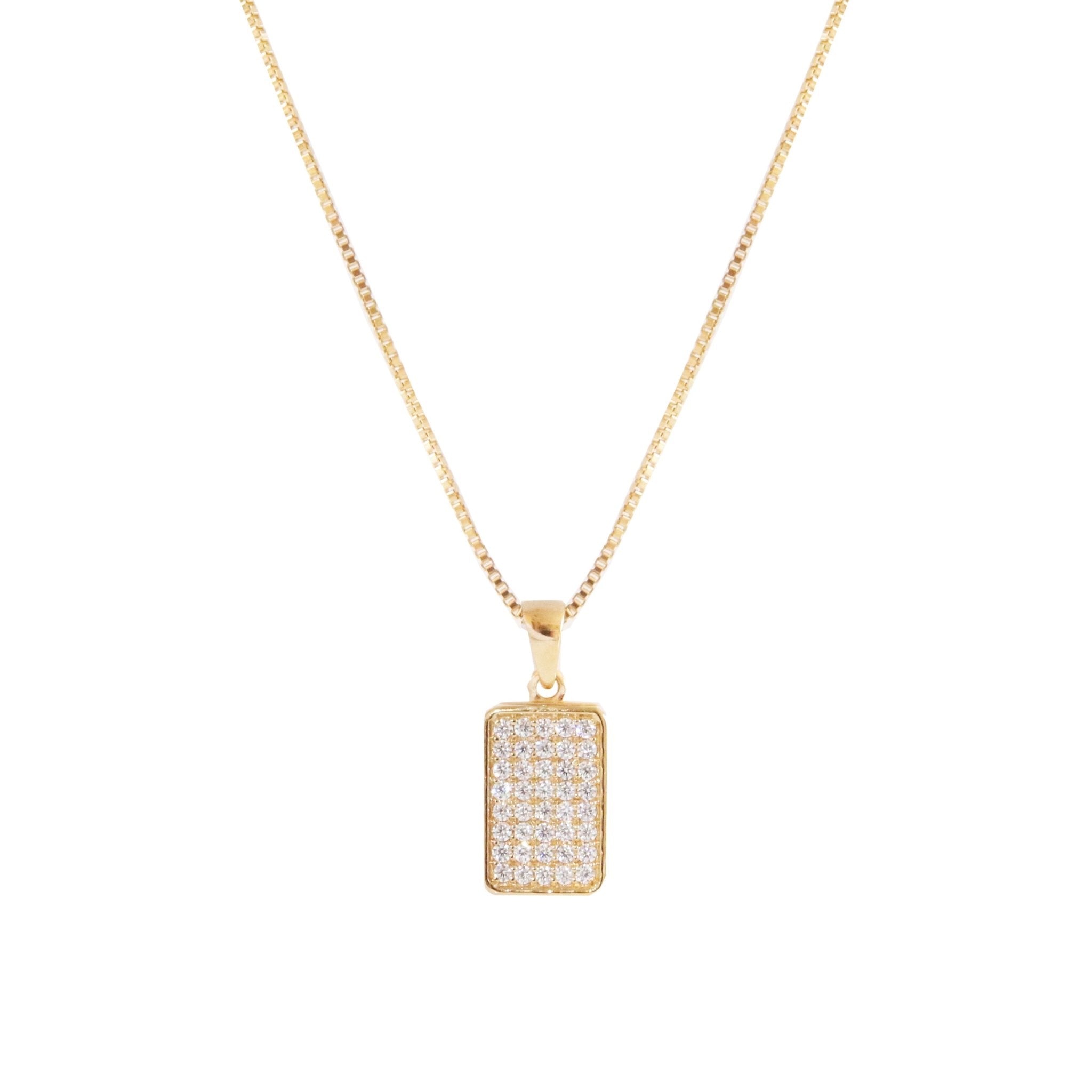 LOVE DAINTY DOG TAG NECKLACE - Cubic Zirconia & Gold Plated Pendant for Women - Perfect Gift for Valentine's Day, Anniversary or Everyday Elegance