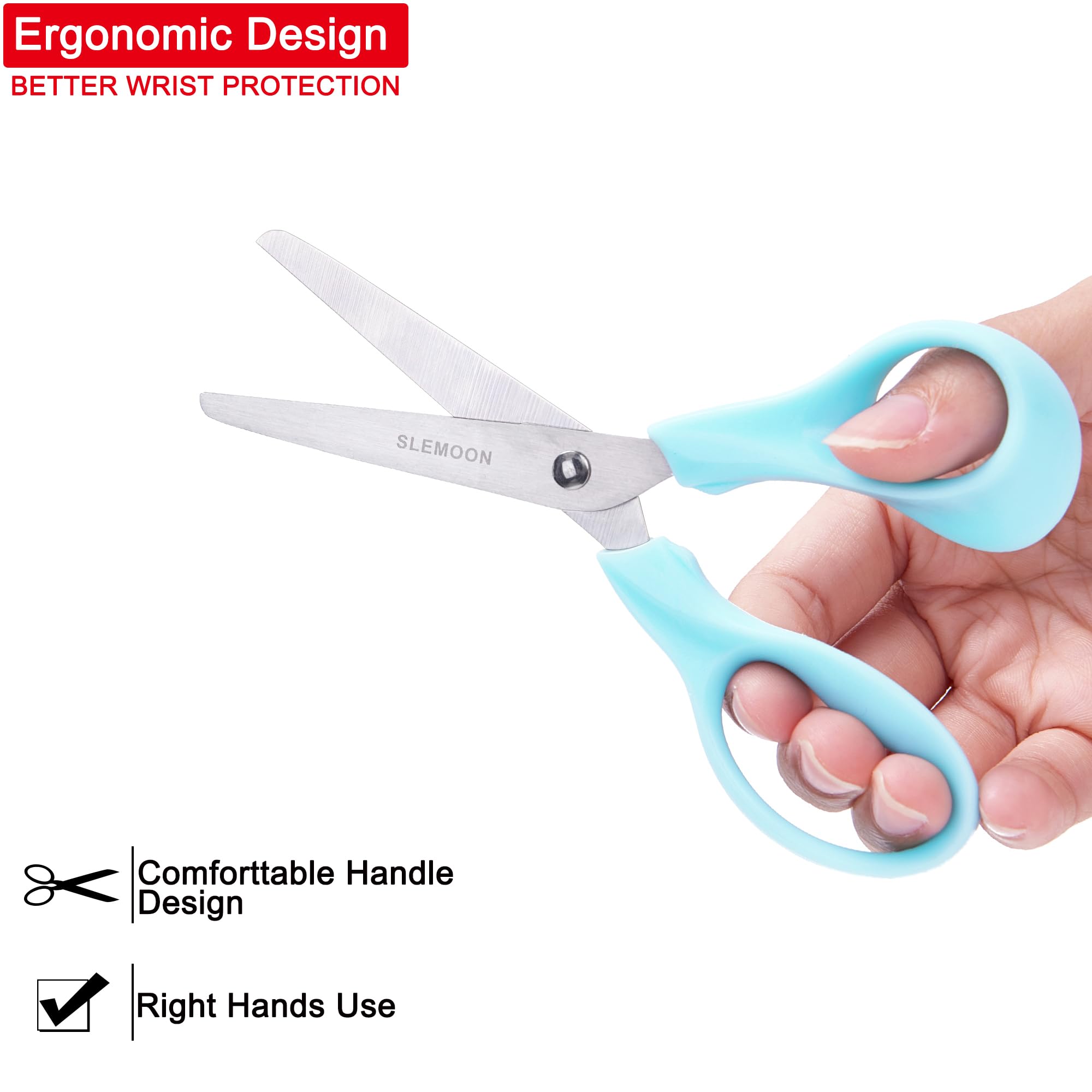 30 Pack Toddler Safety Scissors for Kids Ages 3-5 - 5 Inch Right-Handed Blunt Tip Craft Scissors with Comfort Grip ABS Handles - Perfect for Preschool Classroom Supplies, Arts & Crafts Projects, and Early Childhood Development Activities