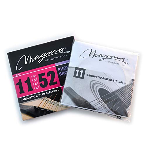 Magma Acoustic Guitar Strings Medium Light Gauge Phosphor Bronze Set .011 - .052 (GA130PB) - Perfect for Folk, Country & Fingerstyle Playing