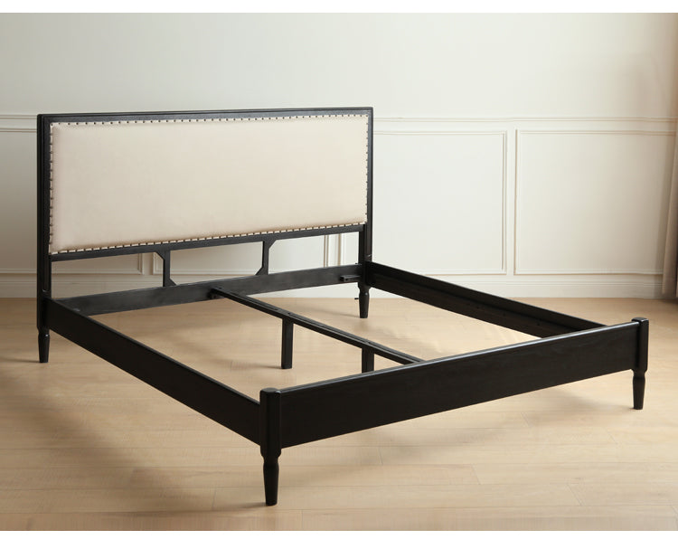 Solid Oak Wood American Soft Back Bed - Durable & Stylish Bed Frame for Bedroom, Guest Room, or Master Suite