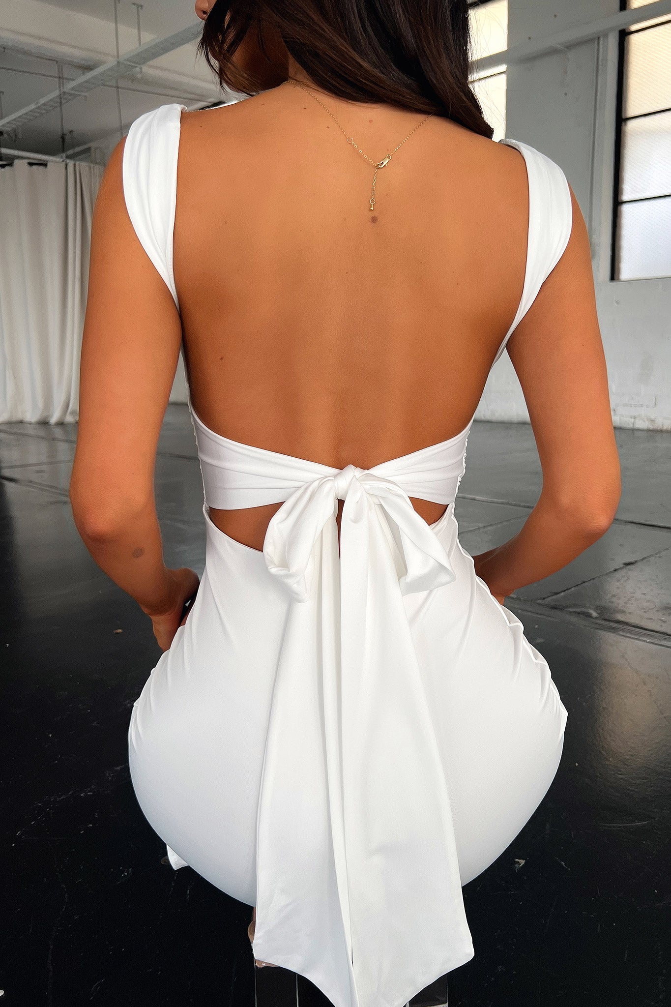 Deanna Dress - Elegant White Women's Dress for Casual Wear, Office & Special Occasions