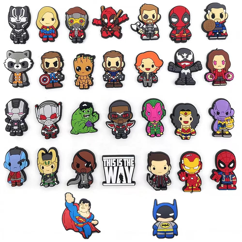Disney Marvel Superhero PVC Shoe Charms - Cute Cartoon DIY Sandals Accessories for Clogs Decorations, Kids Gifts for Boys | Perfect for DIY Sandals, Crocs, and Back-to-School Crafts