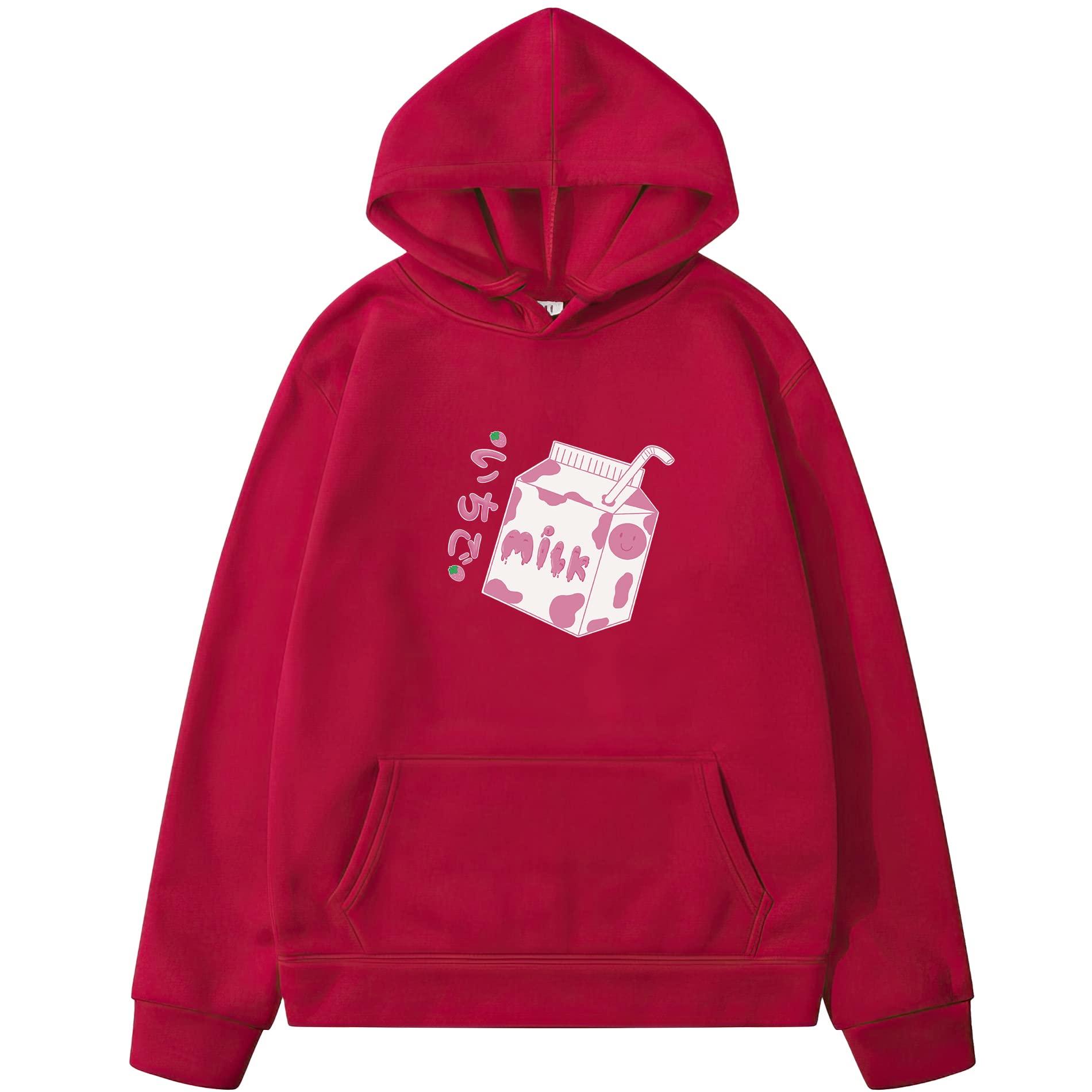 Stylish Kawaii Strawberry Milk Hoodie for Women & Teen Girls - Cute Japanese Fashion Sweater for Casual Wear & Street Style