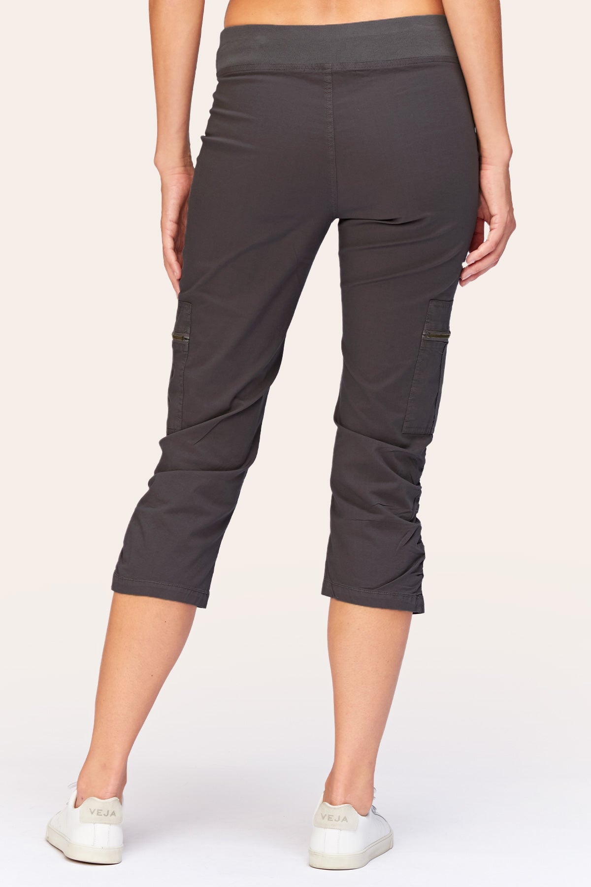 Nadia High Waist Crop Leggings - Charcoal Gray - Workout Yoga Gym Running Fitness Activewear for Women