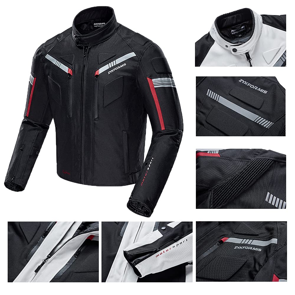 Men's Waterproof & Windproof Motorcycle Jacket - Full Body Armored Protective Gear for Bikers - Summer & Winter Riding Jacket - Ideal for Commuting, Touring & Adventure Riding