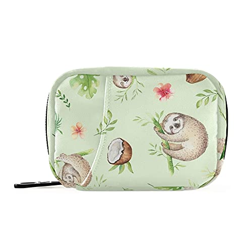 Boho Tropical Sloth Watercolor Pill Organizer Box - Portable Travel Medicine Case with Compartments for Vitamins & Supplements - Perfect for Daily Use, Trips, and On-the-Go Medication Management