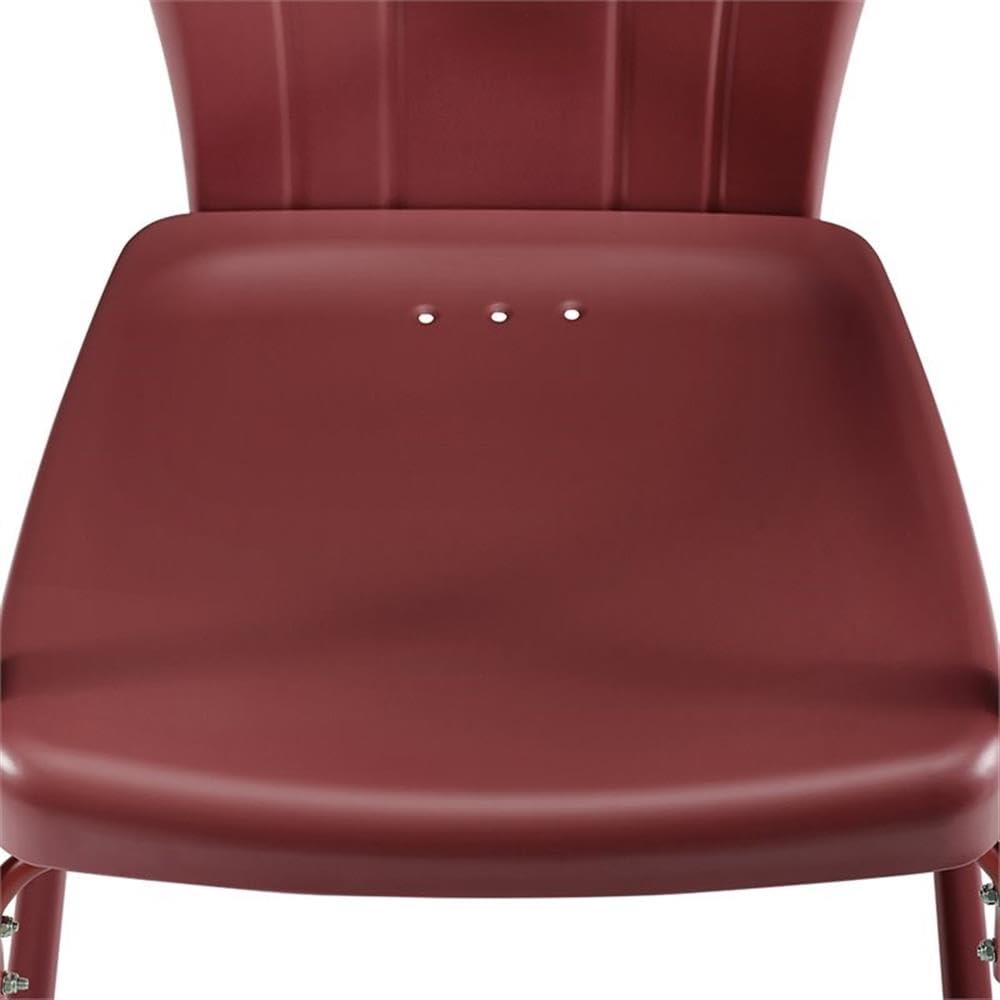 Dark Red Satin Steel Metal Outdoor Chairs (Set of 2) - Patio, Garden, Poolside & Backyard Seating Furniture for Relaxing