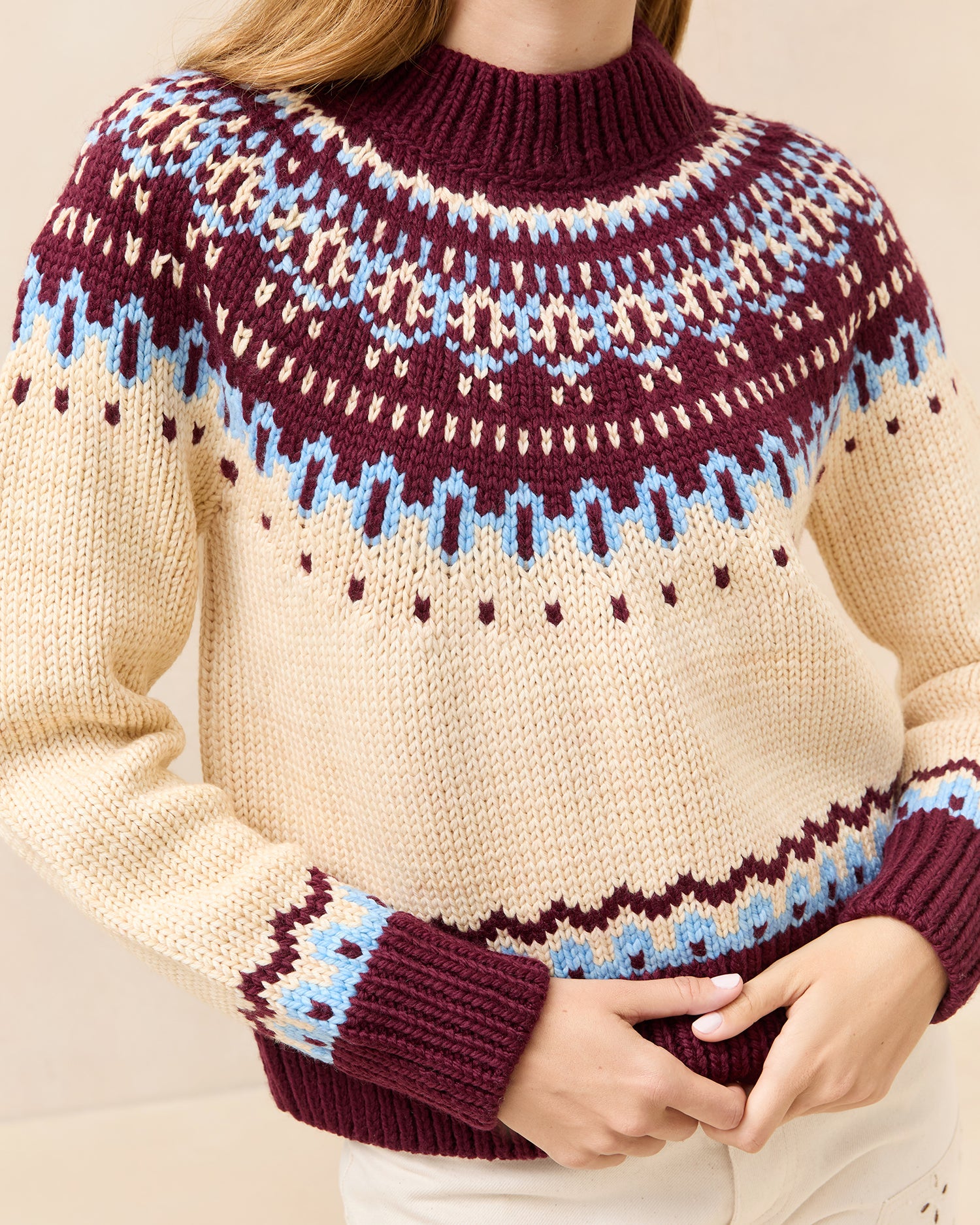 Florence Fairisle Sweater for Women - Cozy Nordic Knit Pullover with Classic Snowflake Pattern | Perfect for Winter, Christmas & Casual Outfits
