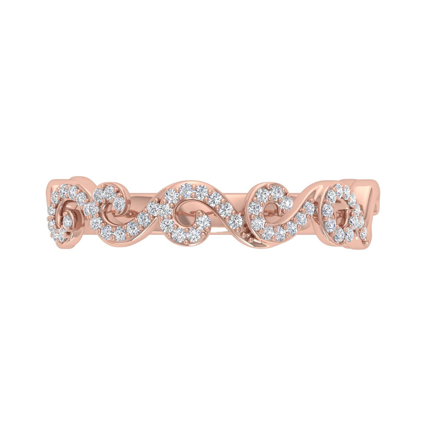 0.15 Carat Diamond Wave Wedding Band Ring in 10K Gold for Women - Elegant Stackable Ring for Bridal, Anniversary & Everyday Wear