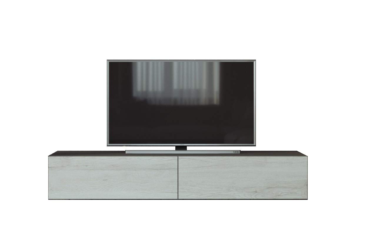 VIGO High Gloss TV Stand for 55-75 Inch TVs - Modern Entertainment Center with Storage Shelves (Slate Grey/White Monaco) - Perfect for Living Room, Bedroom & Home Theater Setup
