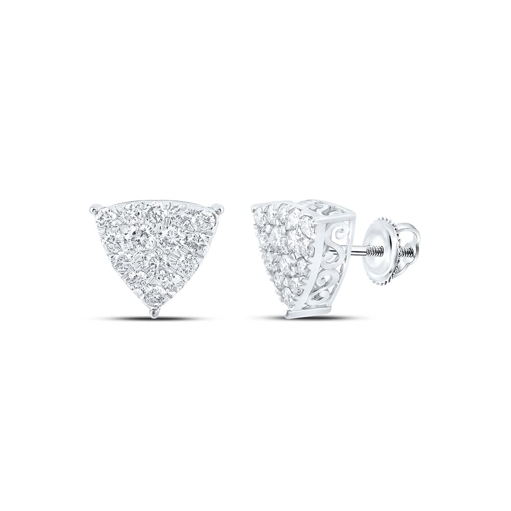 10kt White Gold Round White Diamond Triangle Earrings for Women - 3/4 Cttw | Dazzlingrock Collection | Perfect for Weddings, Parties & Special Occasions