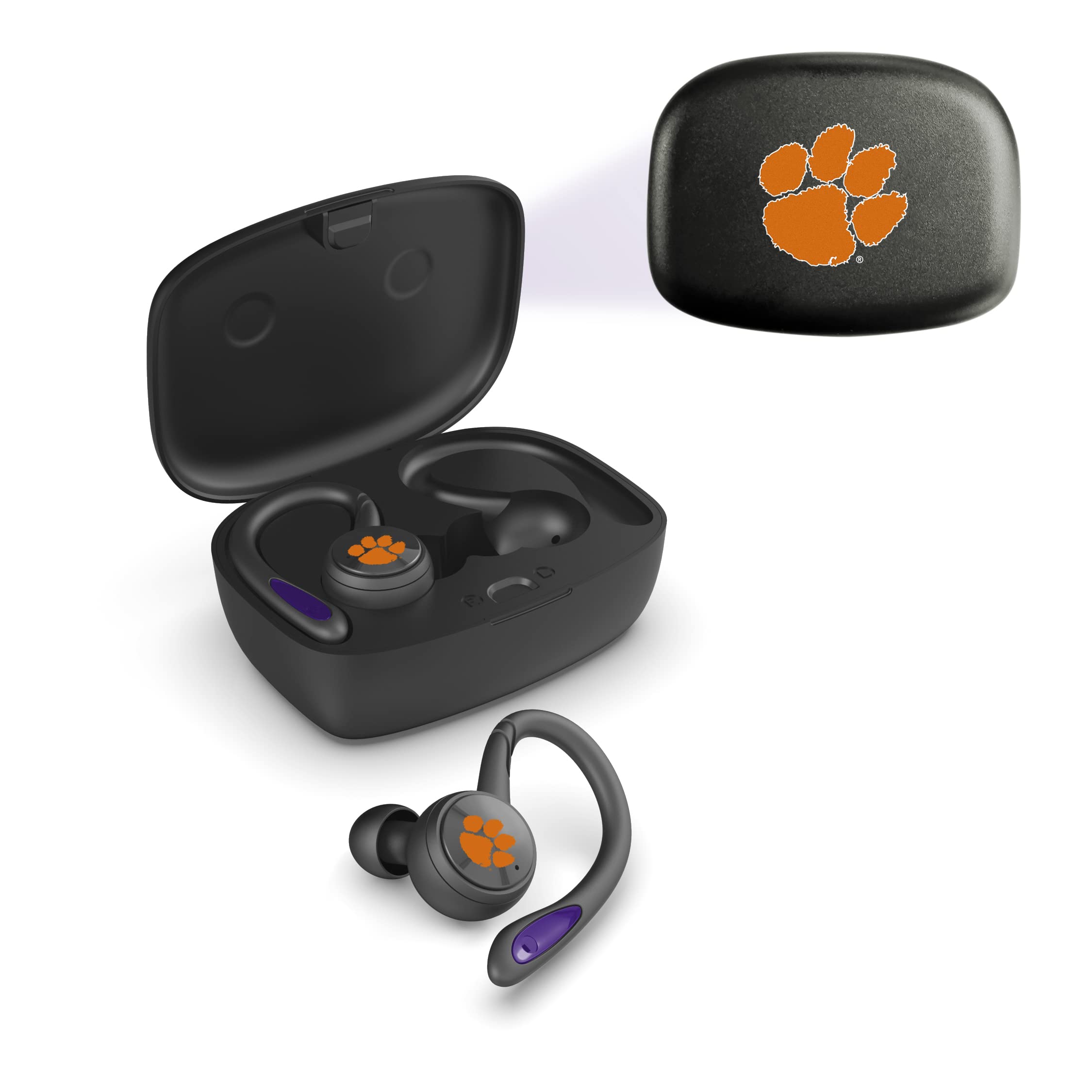 SOAR NCAA Sport True Wireless Earbuds V.5 - Bluetooth 5.0 Headphones with Noise Cancellation, Sweatproof for Running, Gym & Workouts - Perfect for College Sports Fans