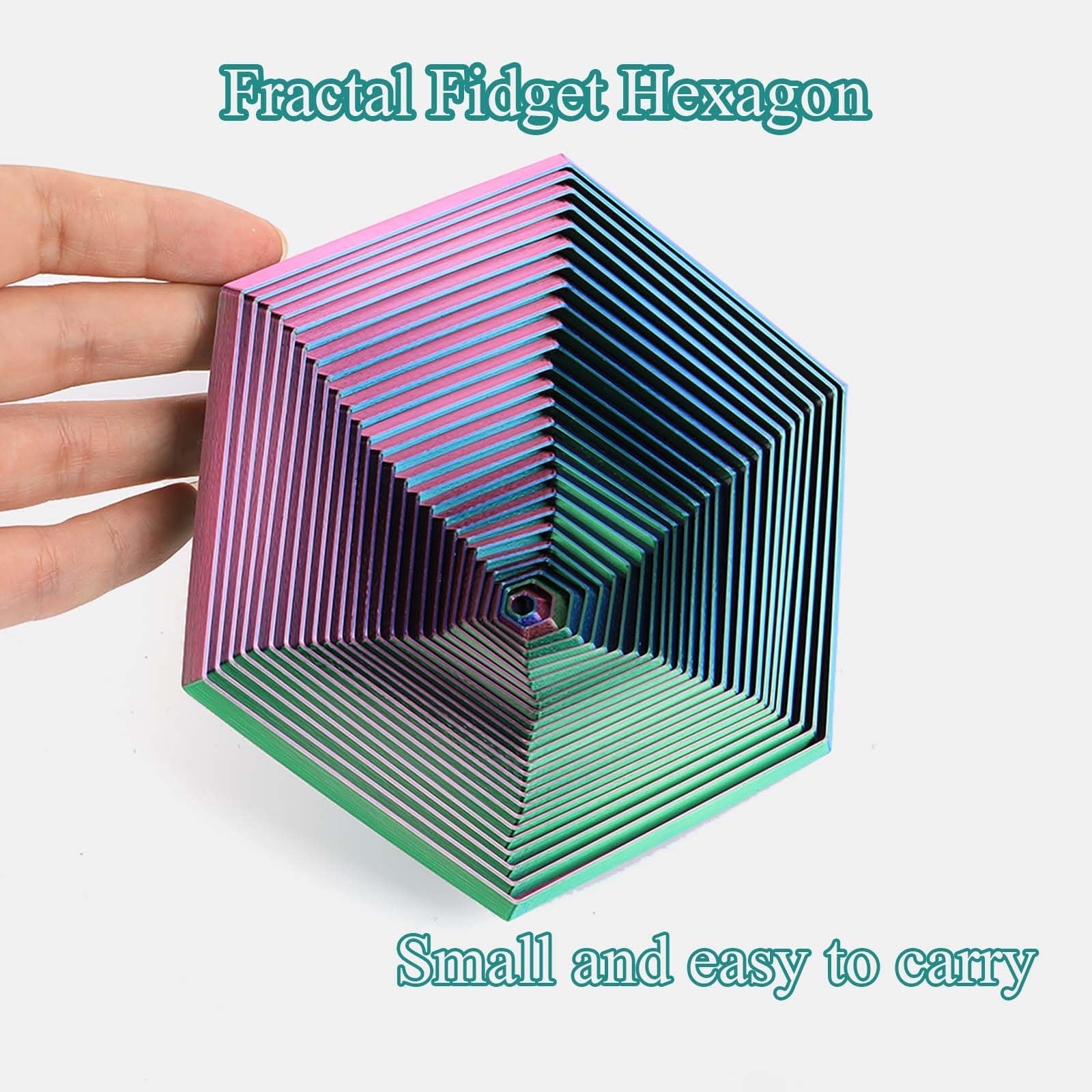 3D Printed Hexagon Fidget Toy - Colorful Gradient Sensory Stress Relief Cube for Adults & Kids | Anxiety Relief, Mindful Meditation Tool | Office Desk, Classroom, Travel Companion (3 Color Options)