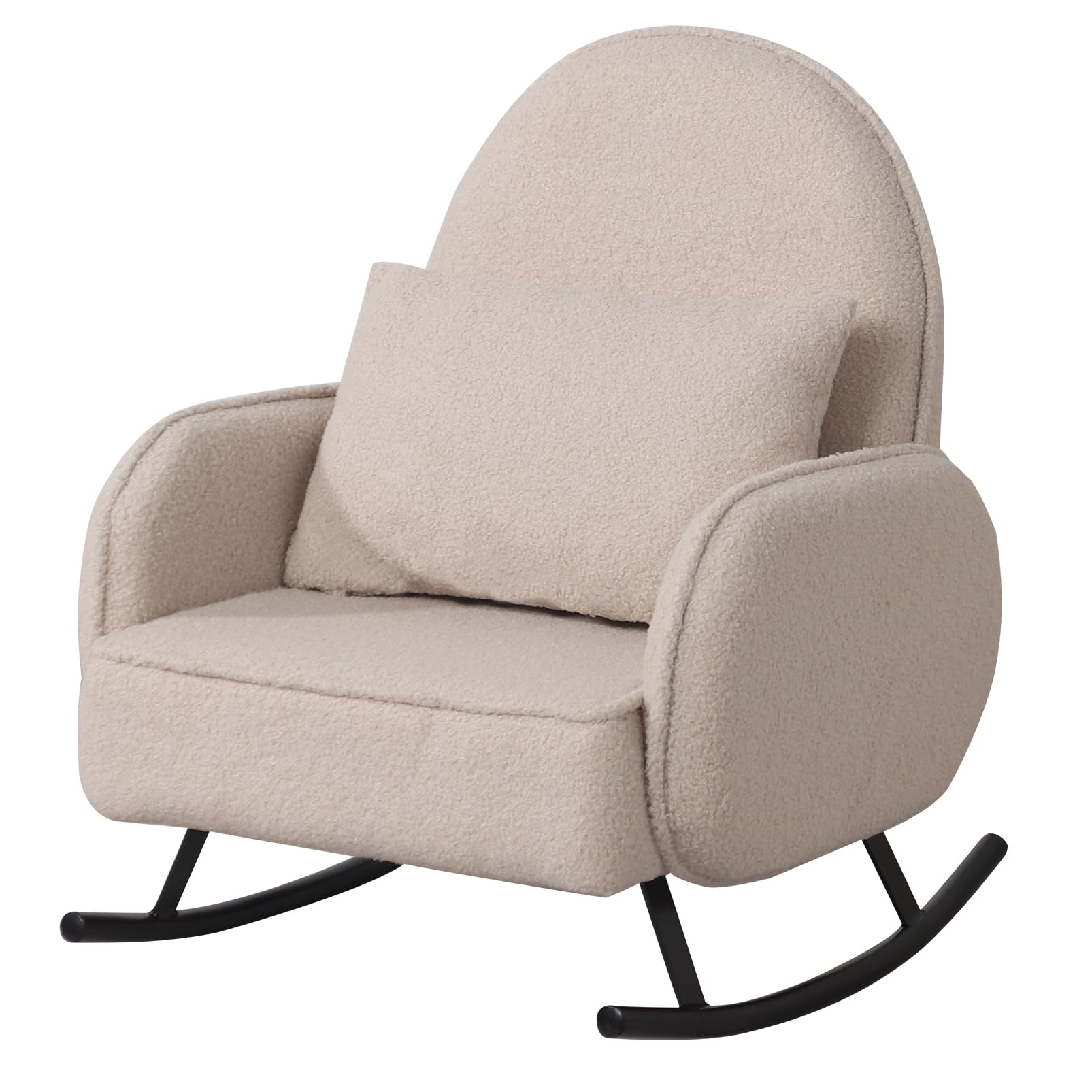Baby Rocking Chair for Toddlers - Kids Rocking Armchair with Shaky Metal Base & Soft Sherpa Fabric - Cozy Nursery Rocker for Boys & Girls (Beige) | Perfect for Reading Nook, Bedtime Stories & Playroom Relaxation