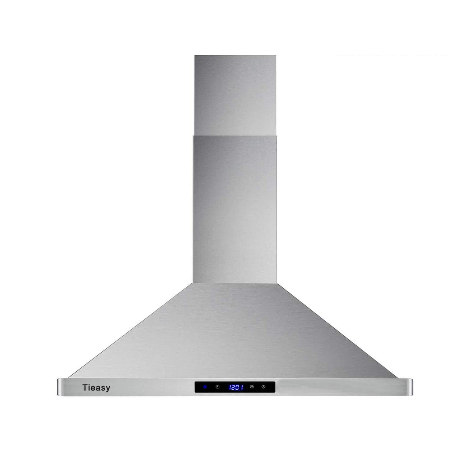30 Inch Stainless Steel Wall Mount Range Hood - 700 CFM Convertible Ducted/Ductless Kitchen Exhaust Fan with Touch Control, 3 Speed Settings & LED Lights | Permanent Filters for Easy Maintenance | Perfect for Modern Kitchens, Apartments & Open Concept Homes