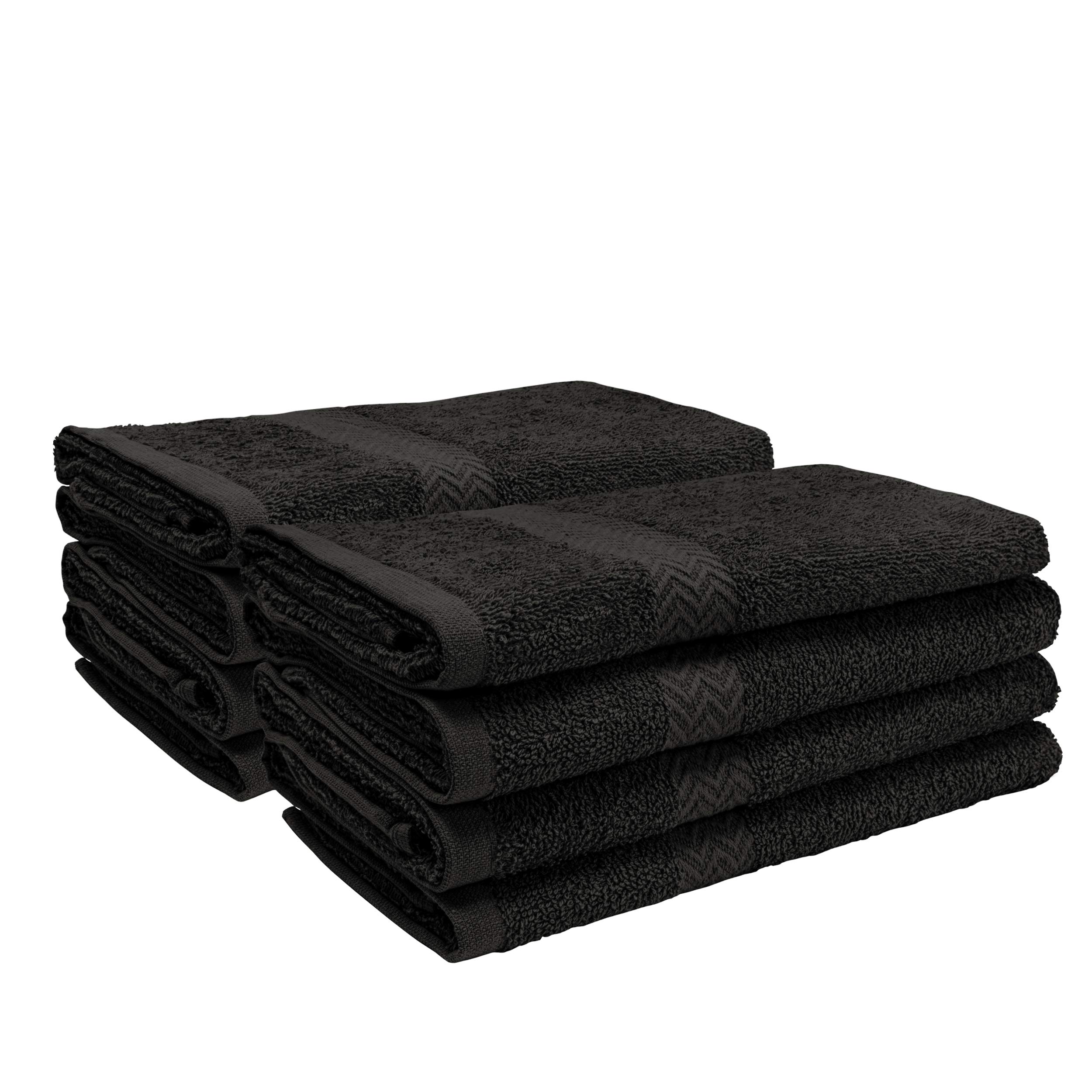 Premium 100% Cotton Hand Towels, Pack of 8 - Ultra Soft & Quick Drying Bath Towels for Sensitive Skin | 16x28 Inch Black Washcloths for Bathroom, Spa, Gym & Home Use | Perfect for Face, Hands & Body Care
